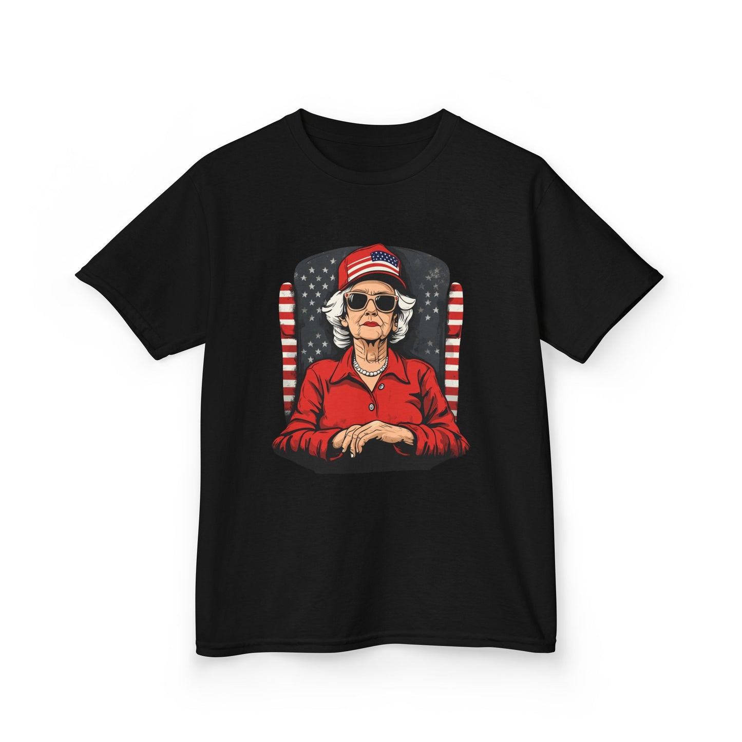 Patriotic Grandma Kids Heavy Cotton™ Tee - Fun Retro Style for Fourth of July Celebrations