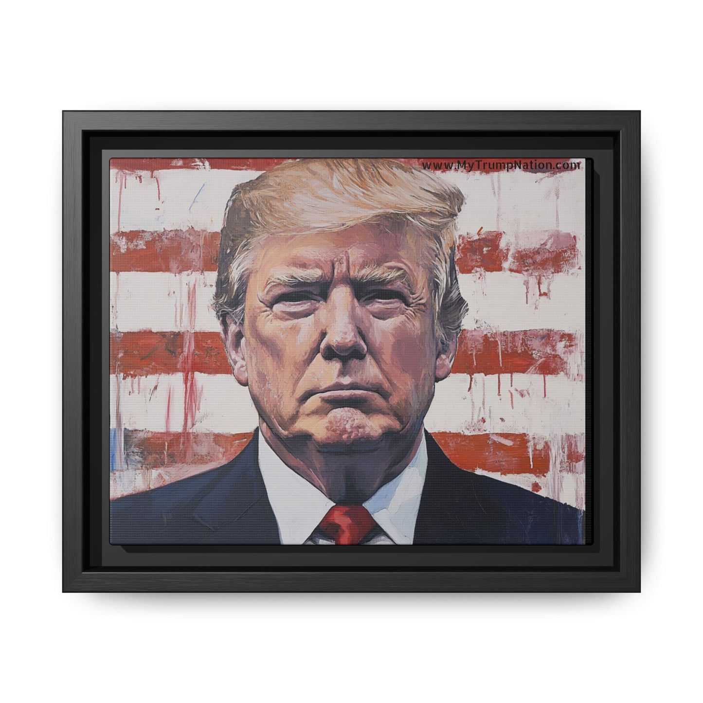 Patriotic Framed Canvas Art - Donald Trump Portrait