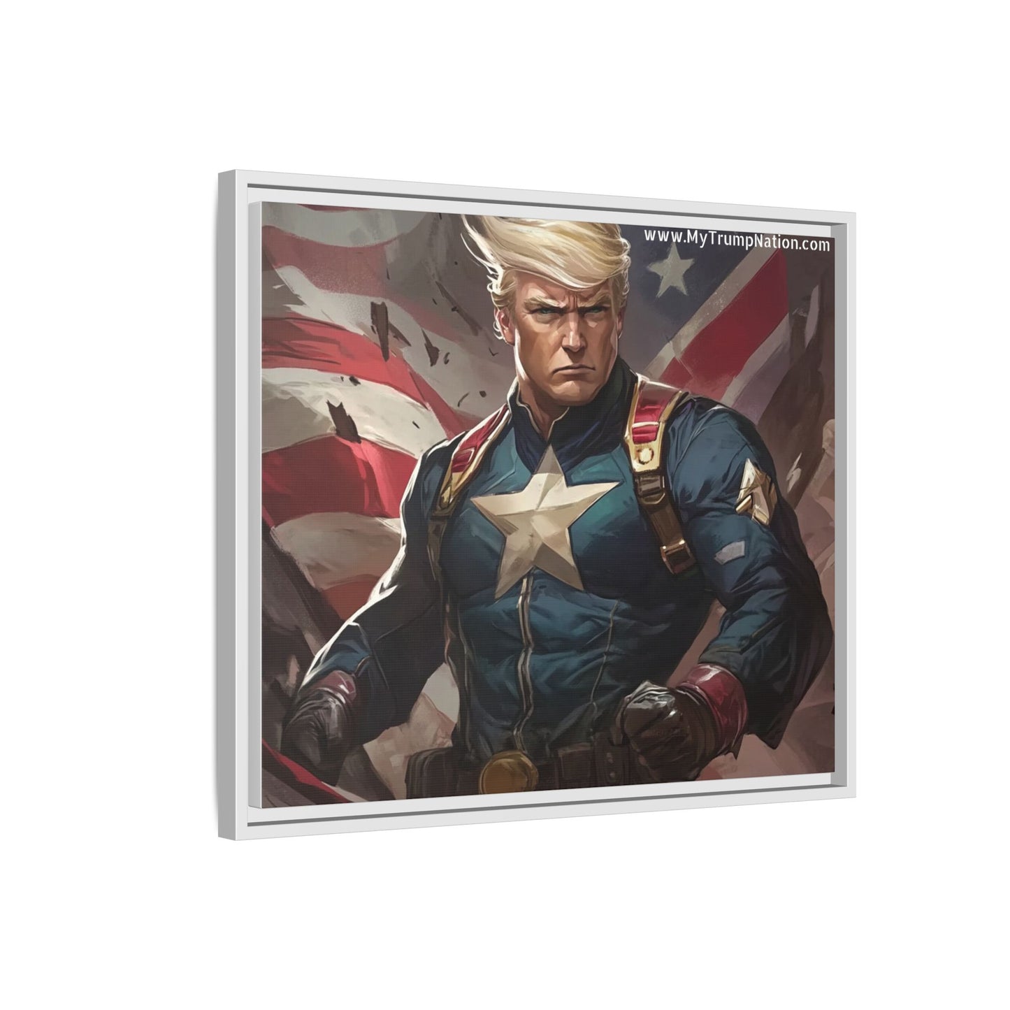 Donald Trump Patriotic Superhero Framed Canvas