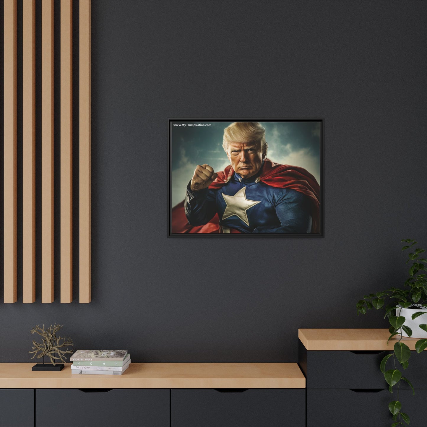 Donald Trump Patriotic Superhero Framed Canvas