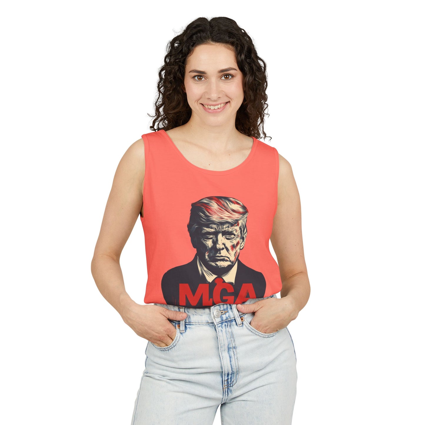 Unisex Garment-Dyed Tank Top - MAGA Graphic Tee for Political Enthusiasts