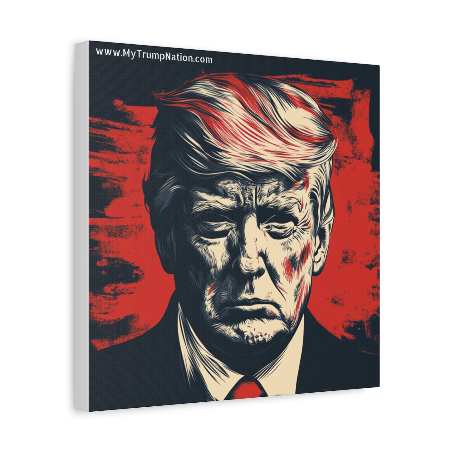 Political Wall Art: Stretched Matte Canvas Featuring Bold Trump Portrait