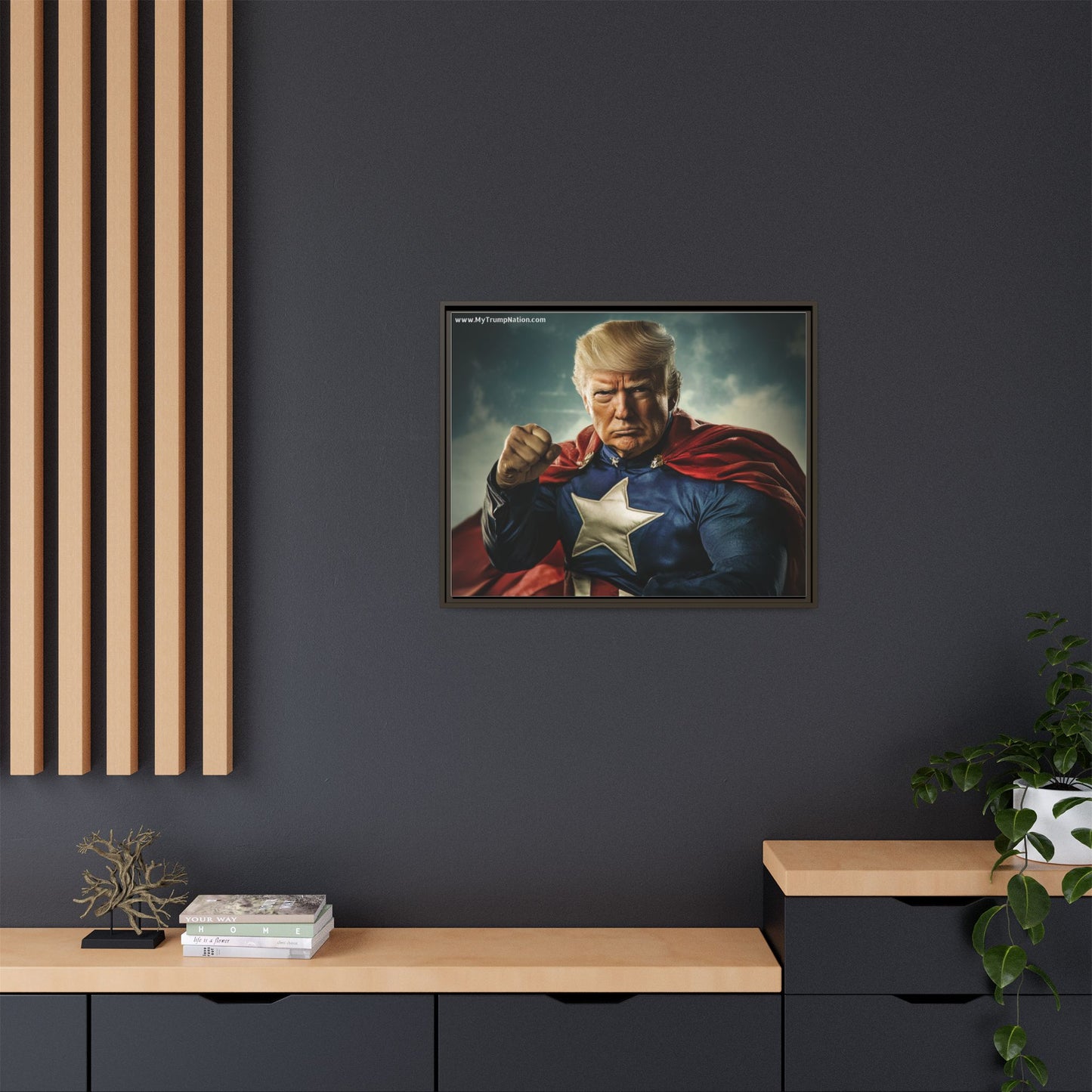 Donald Trump Patriotic Superhero Framed Canvas