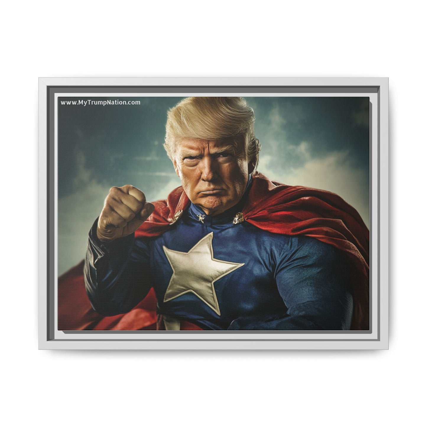 Donald Trump Patriotic Superhero Framed Canvas