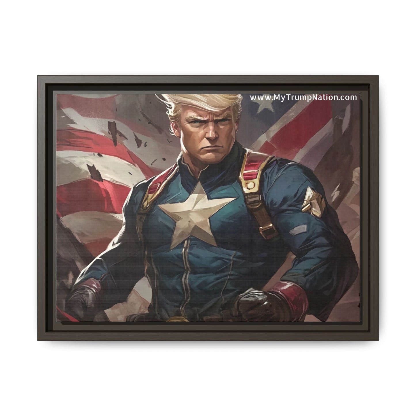 Donald Trump Patriotic Superhero Framed Canvas