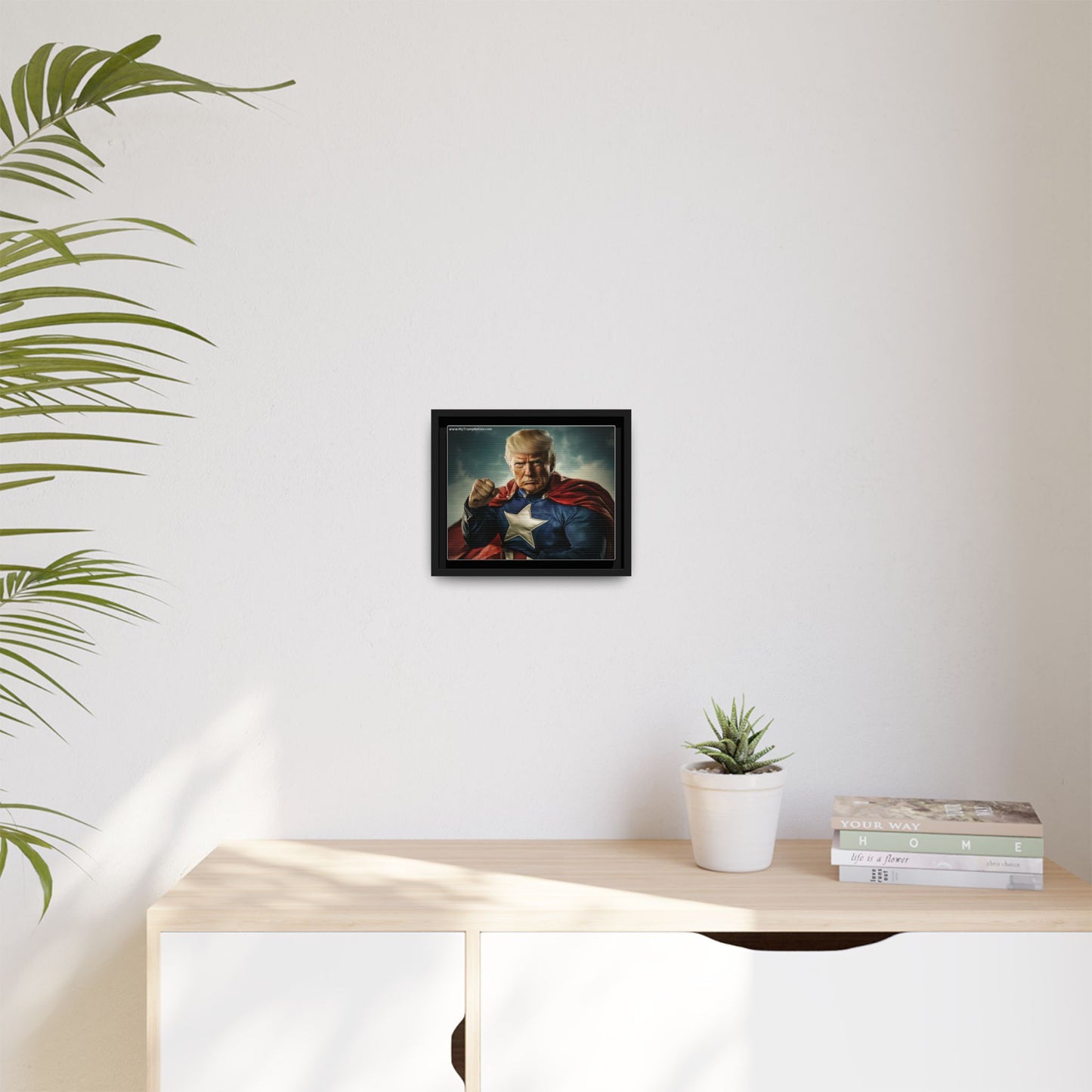 Donald Trump Patriotic Superhero Framed Canvas