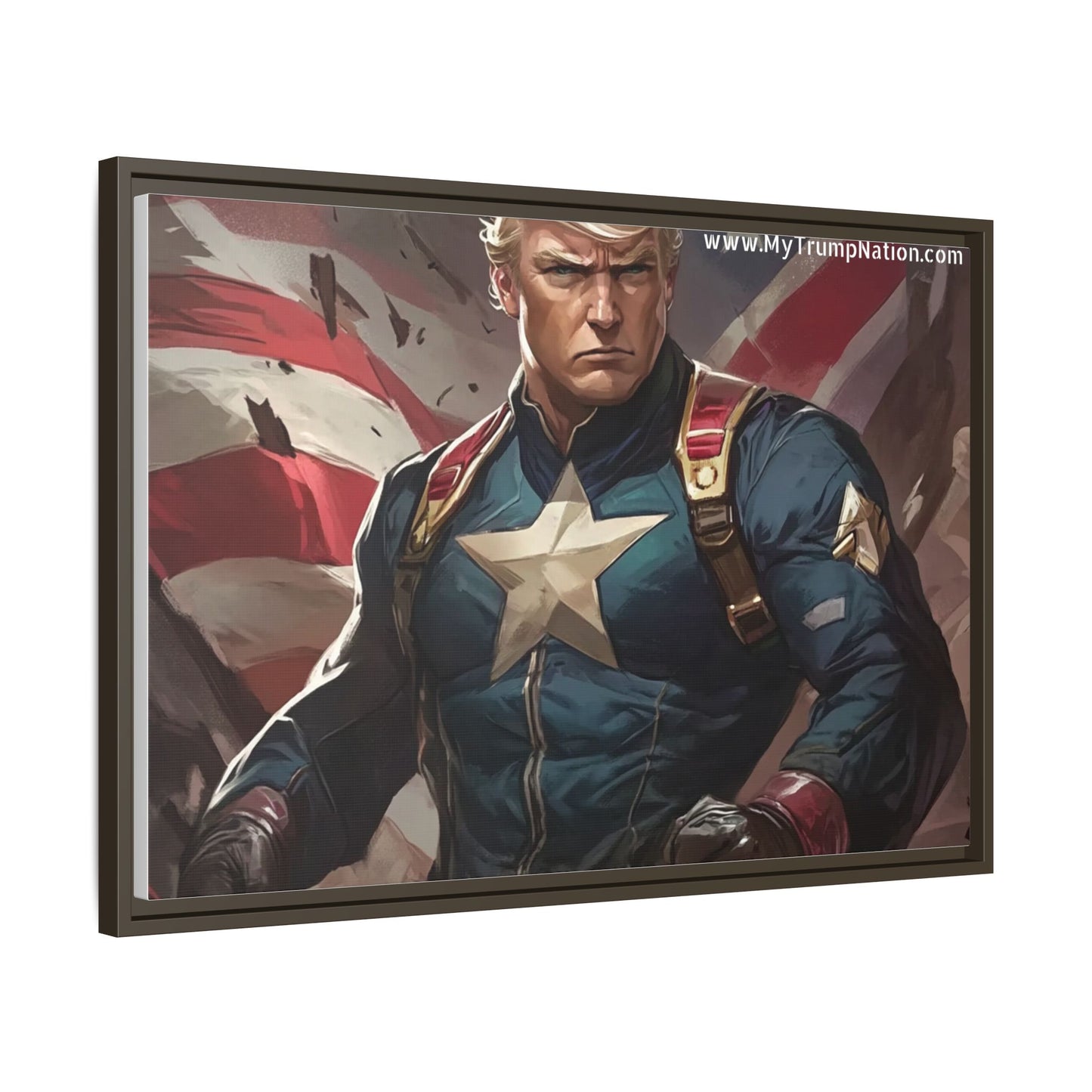 Donald Trump Patriotic Superhero Framed Canvas