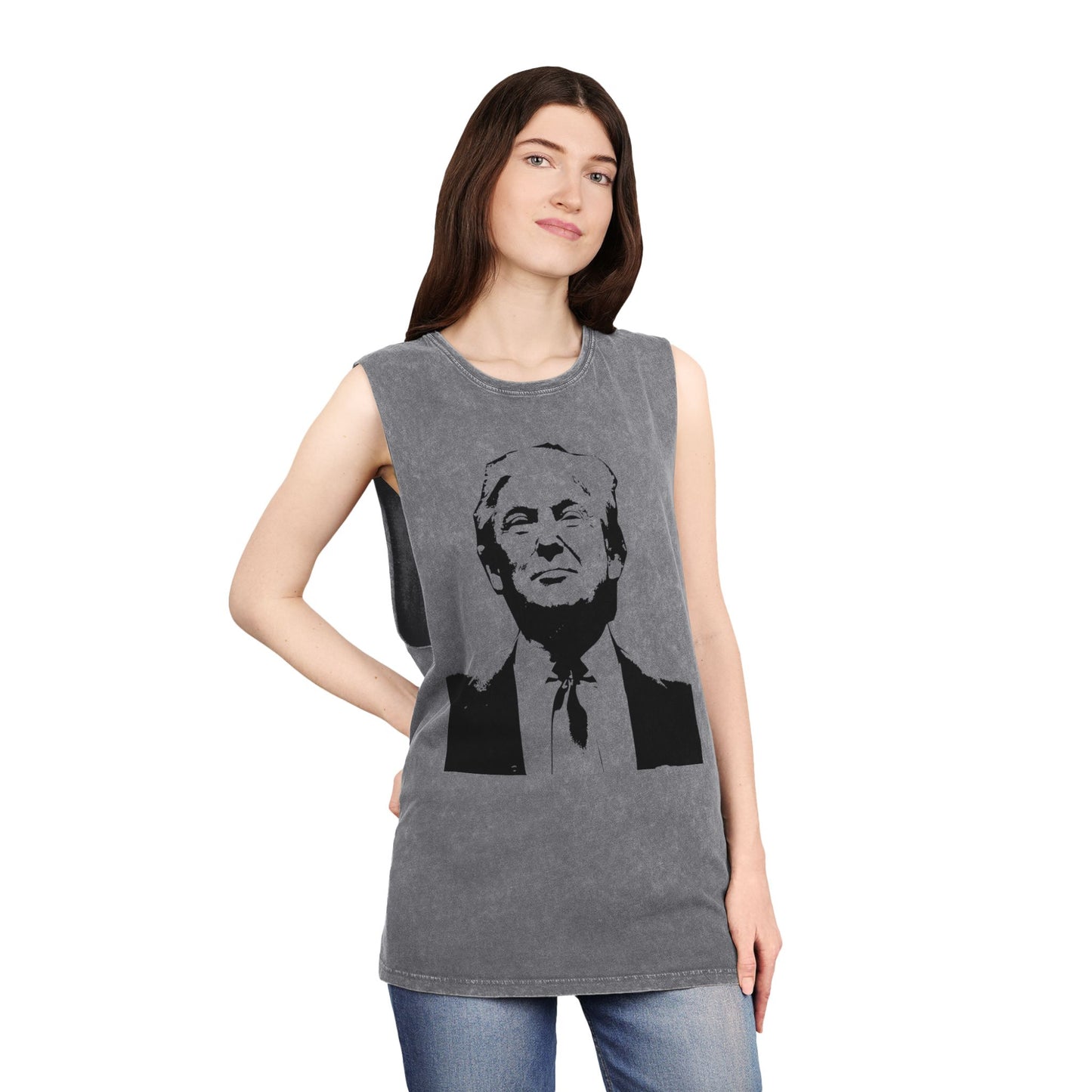 Unisex Stonewash Tank Top - Vintage Style Trump Graphic