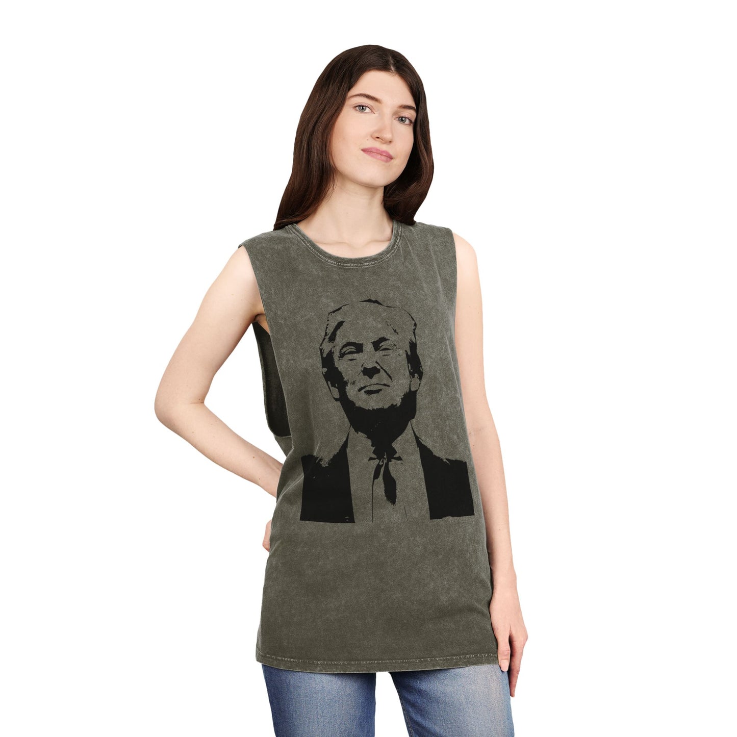 Unisex Stonewash Tank Top - Vintage Style Trump Graphic