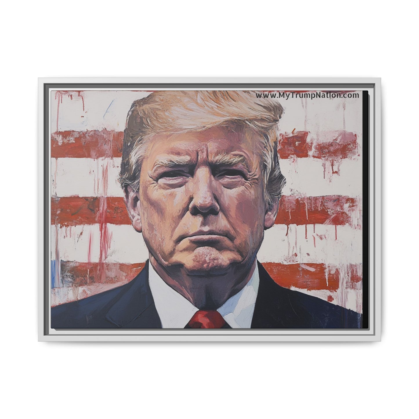 Patriotic Framed Canvas Art - Donald Trump Portrait