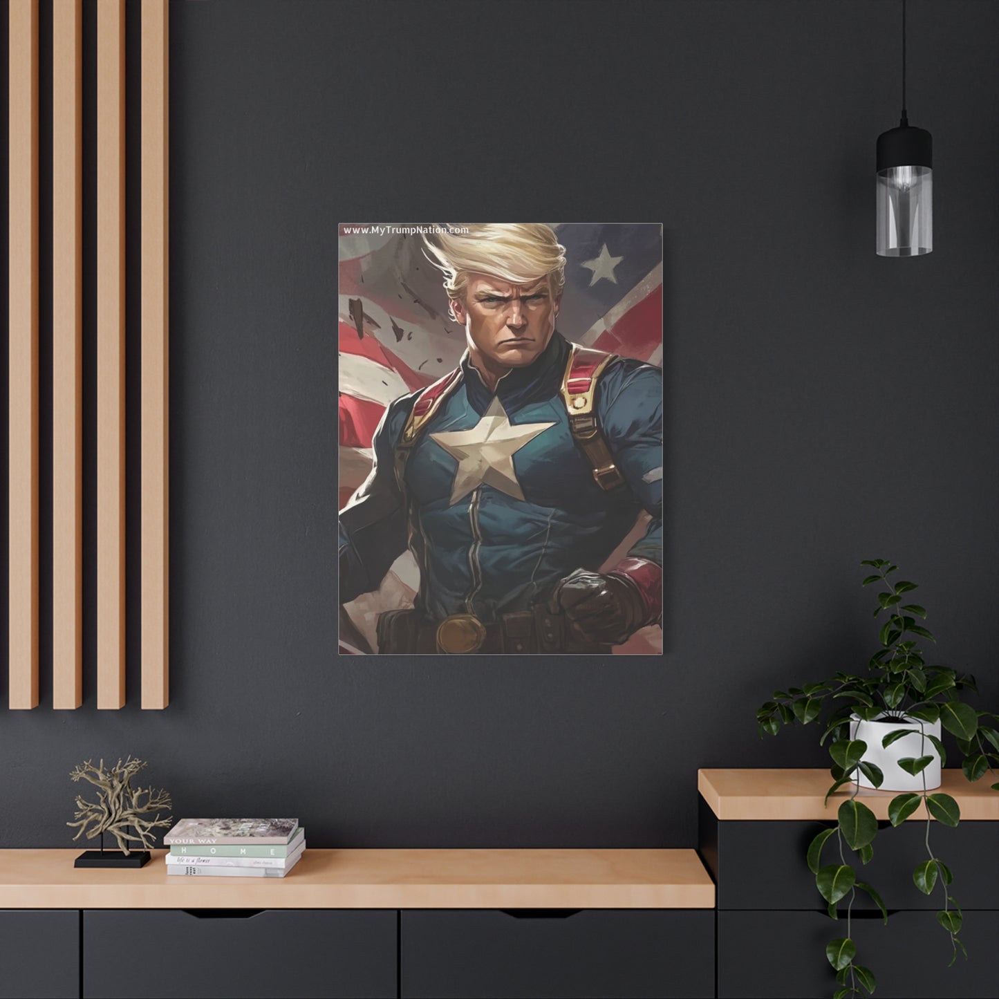 Donald Trump Patriotic Superhero Canvas Art