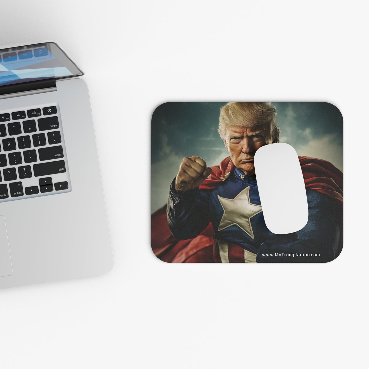 Rectangular Mouse Pad - Donald Trump Superhero Theme