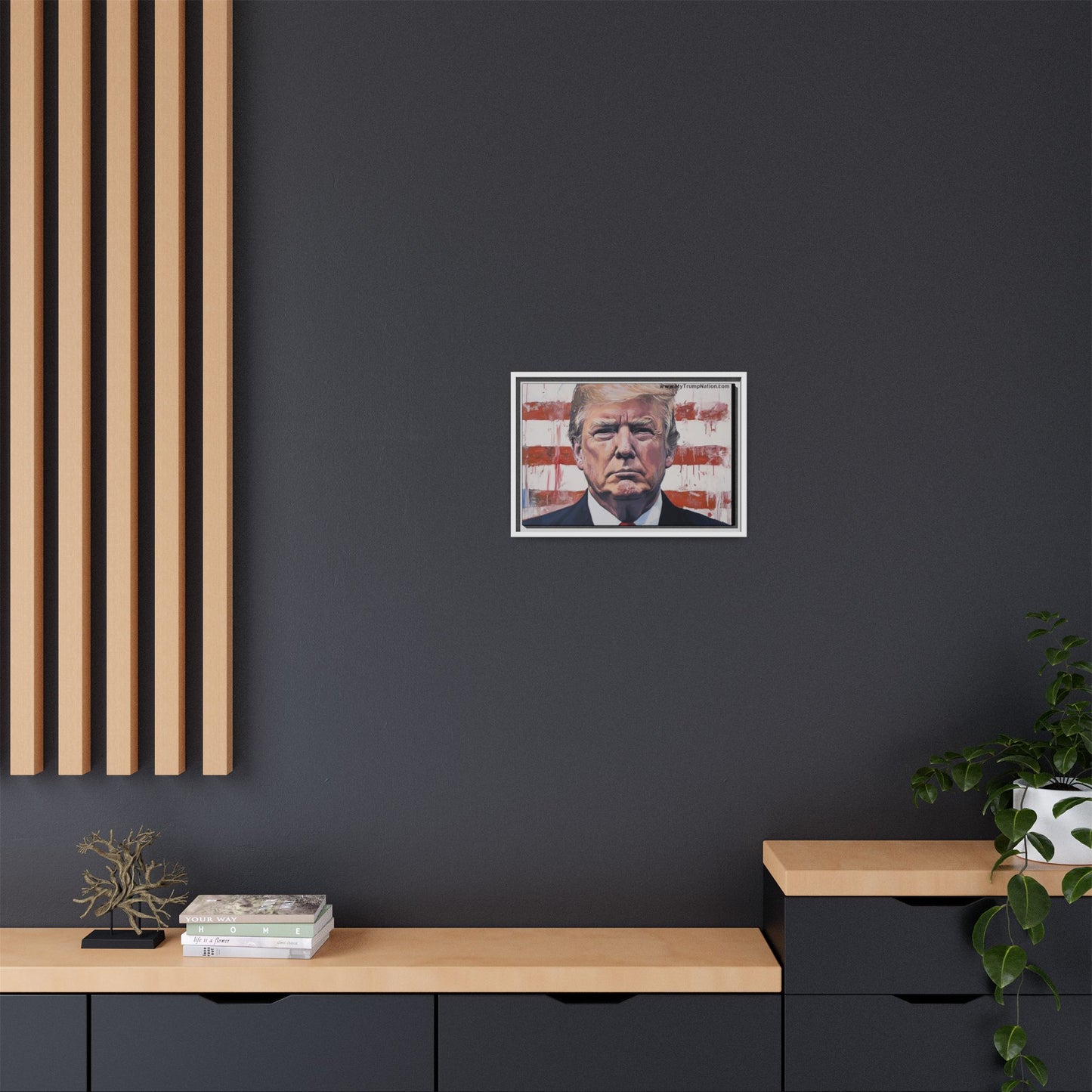 Patriotic Framed Canvas Art - Donald Trump Portrait