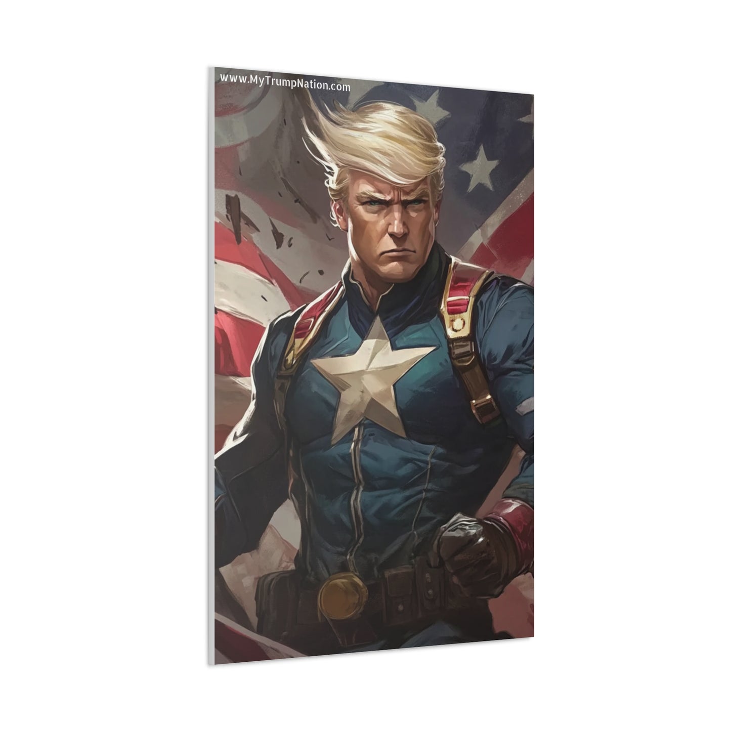 Donald Trump Patriotic Superhero Canvas Art