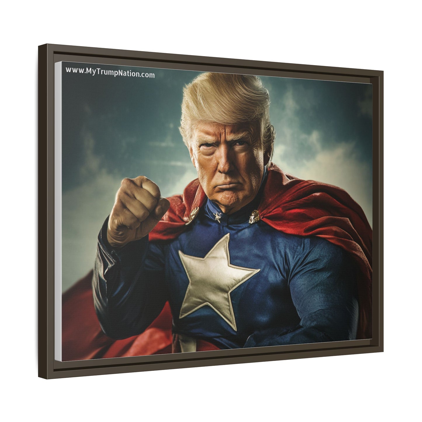Donald Trump Patriotic Superhero Framed Canvas