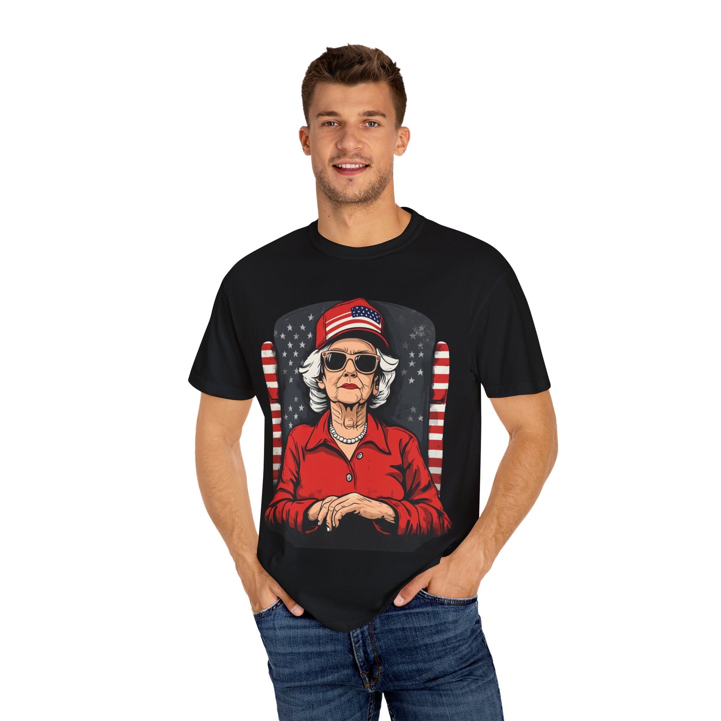 Patriotic Grandma T-Shirt - Unisex Garment-Dyed Tee for Independence Day