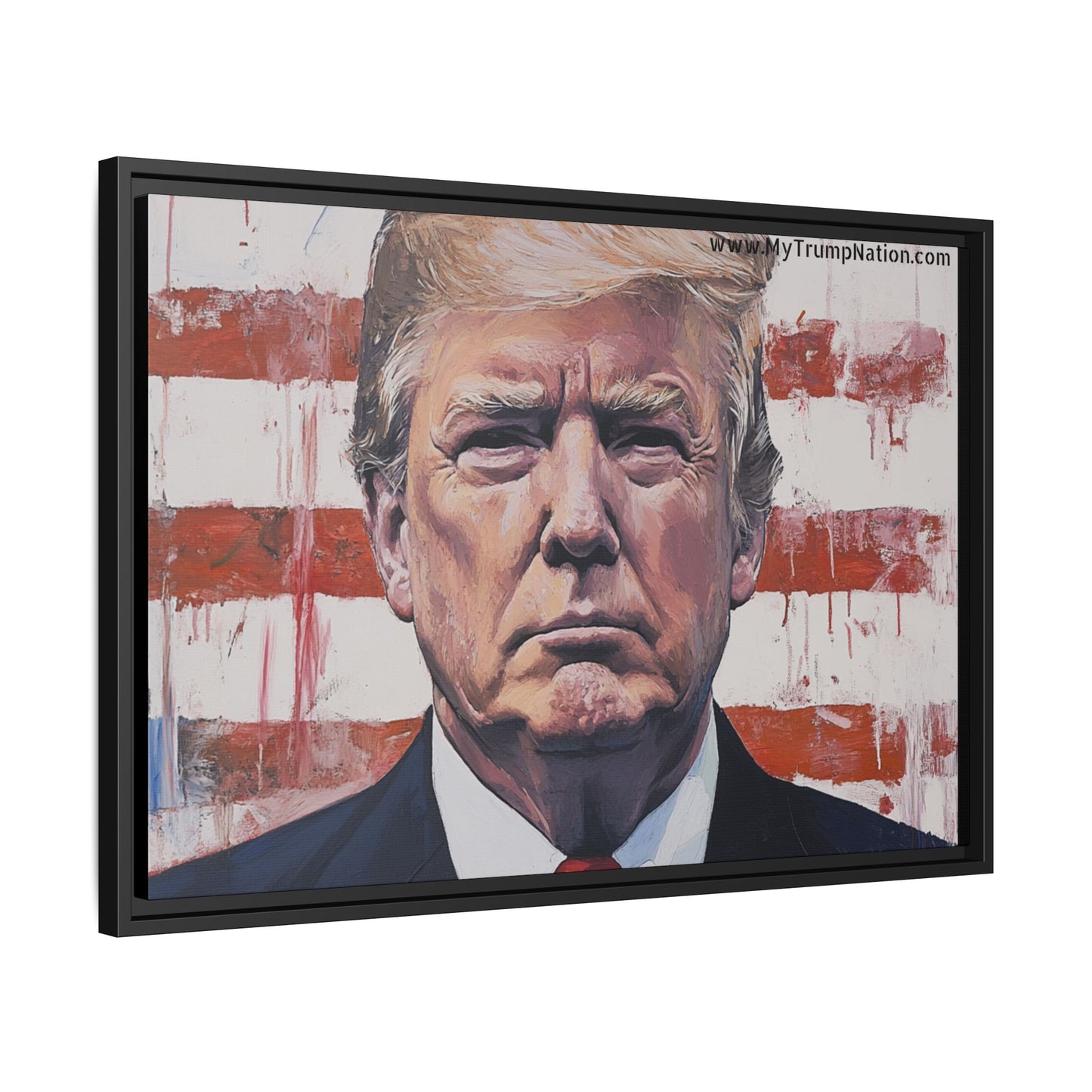 Patriotic Framed Canvas Art - Donald Trump Portrait