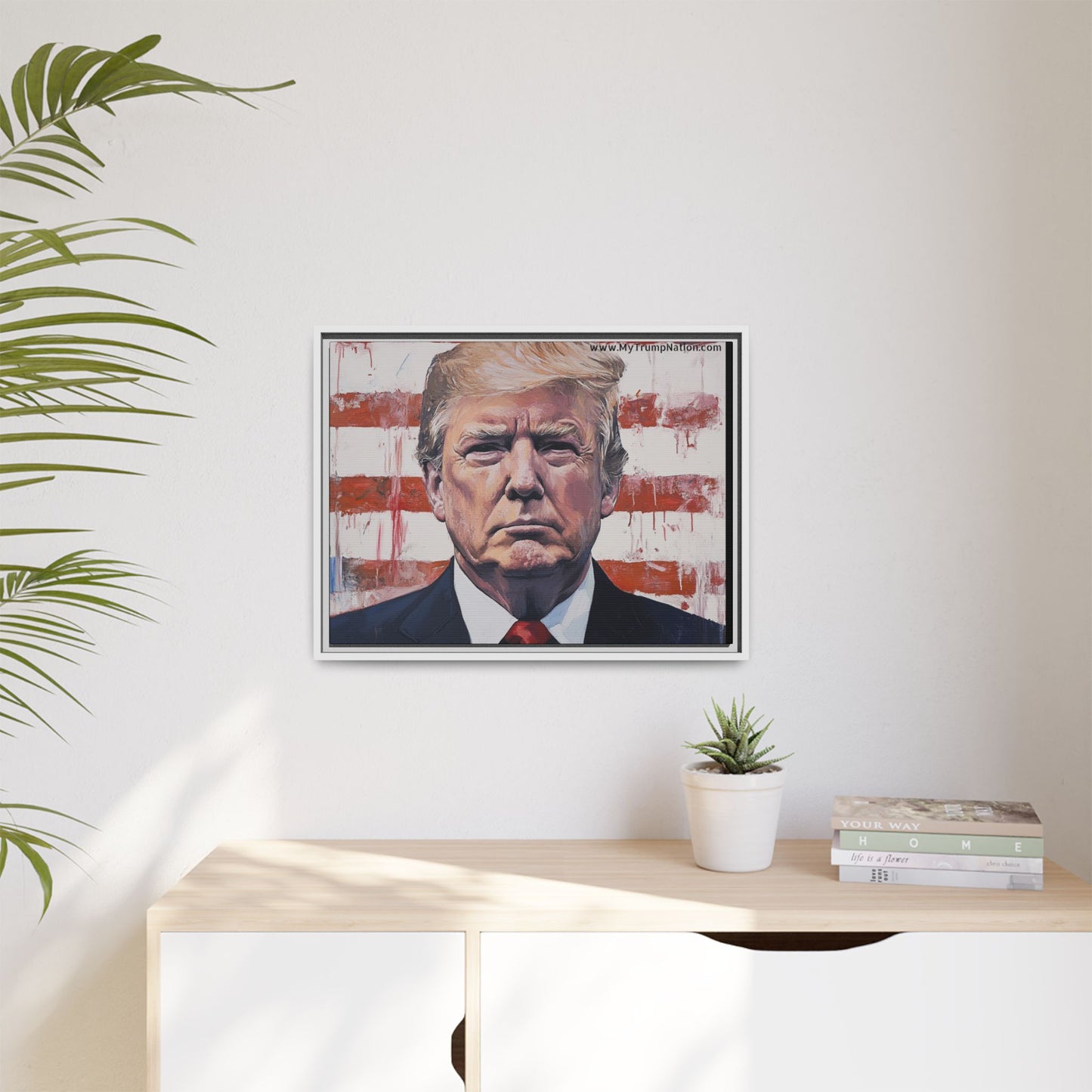 Patriotic Framed Canvas Art - Donald Trump Portrait