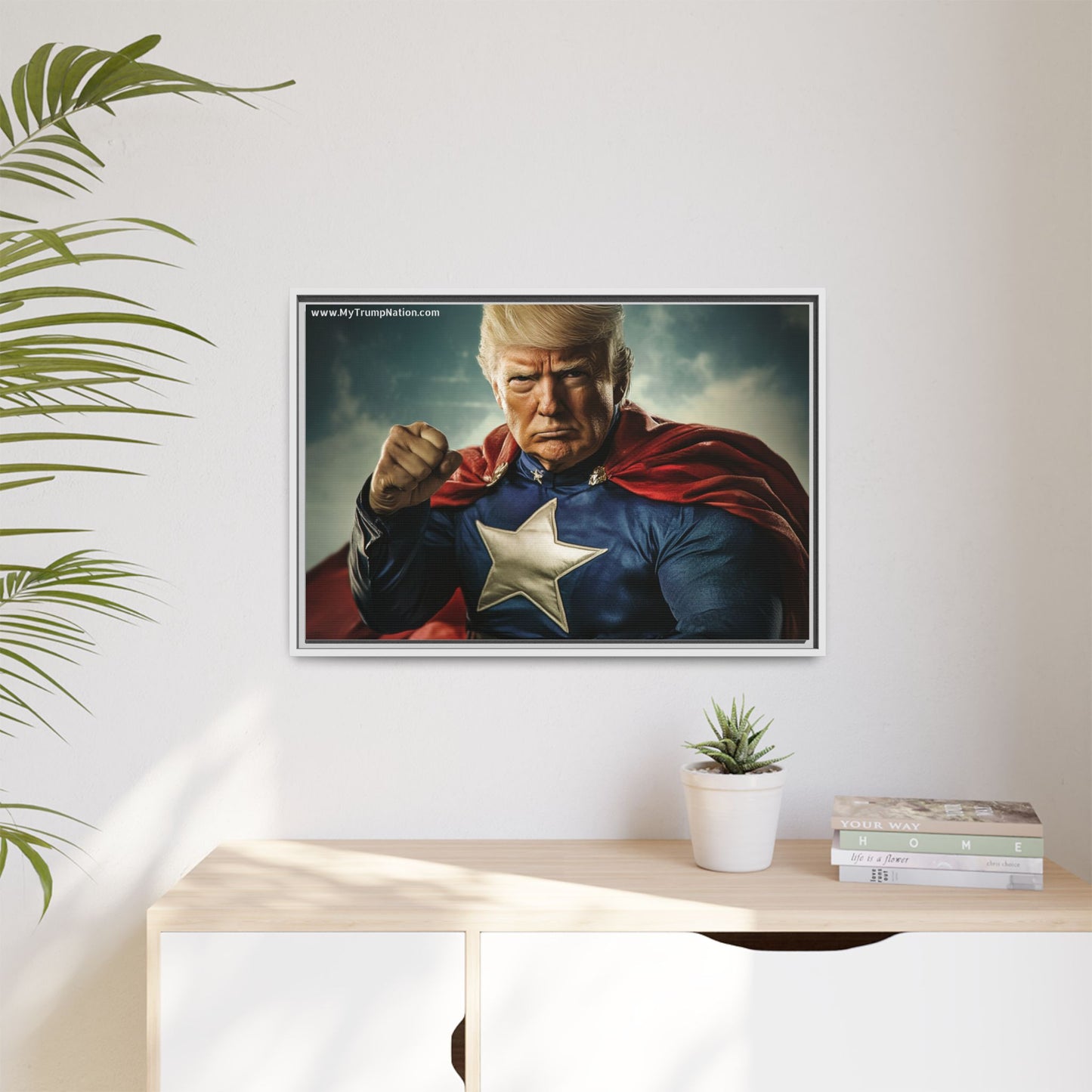 Donald Trump Patriotic Superhero Framed Canvas