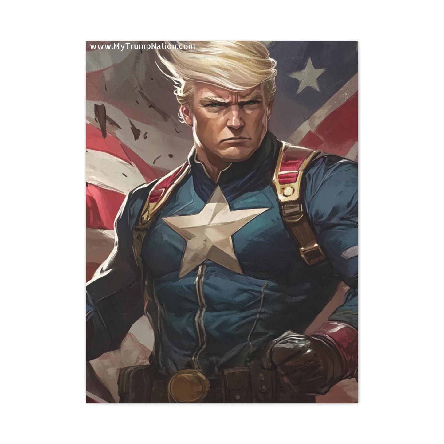 Donald Trump Patriotic Superhero Canvas Art