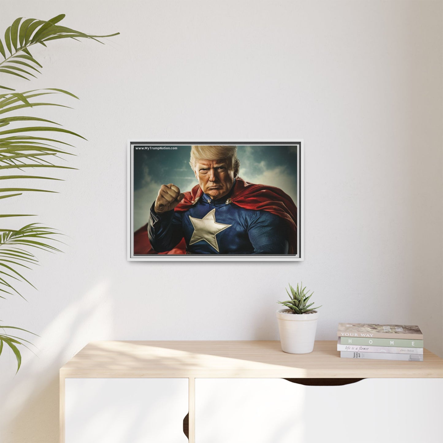 Donald Trump Patriotic Superhero Framed Canvas