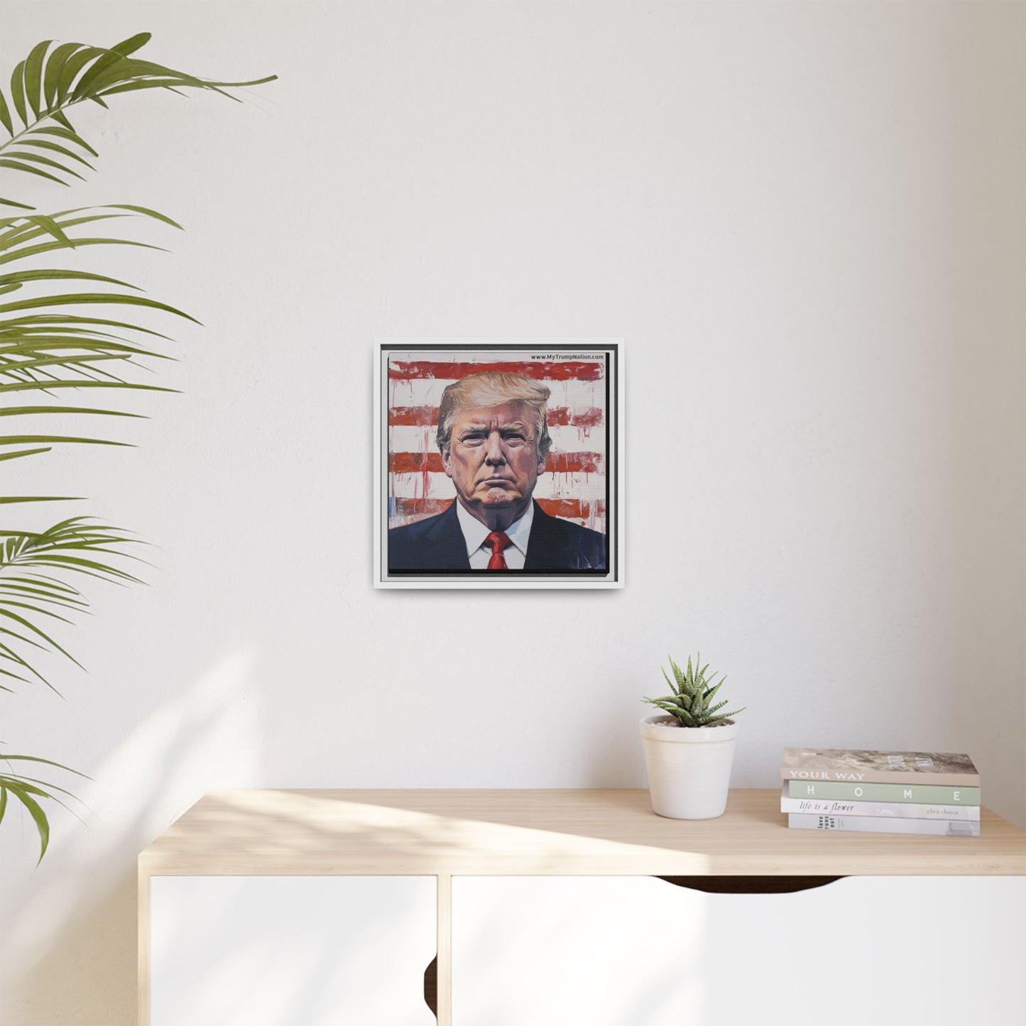 Patriotic Framed Canvas Art - Donald Trump Portrait