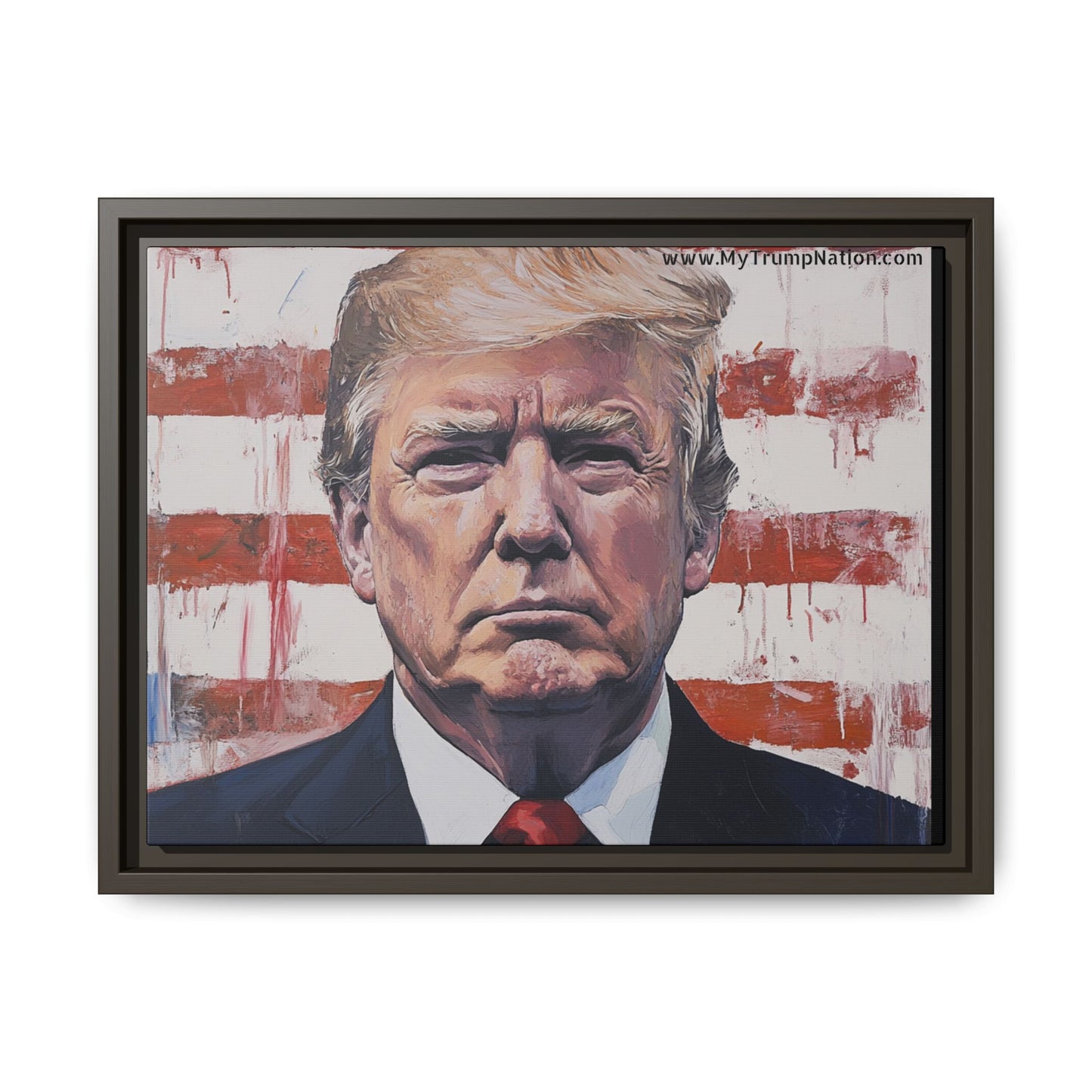 Patriotic Framed Canvas Art - Donald Trump Portrait