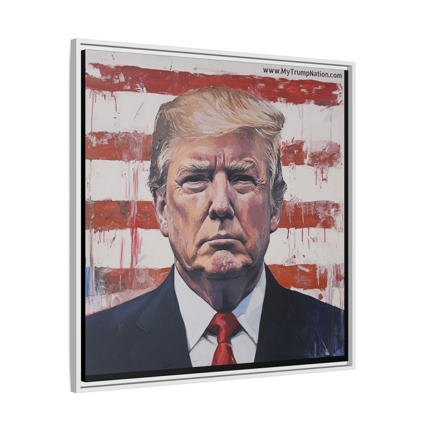 Patriotic Framed Canvas Art - Donald Trump Portrait
