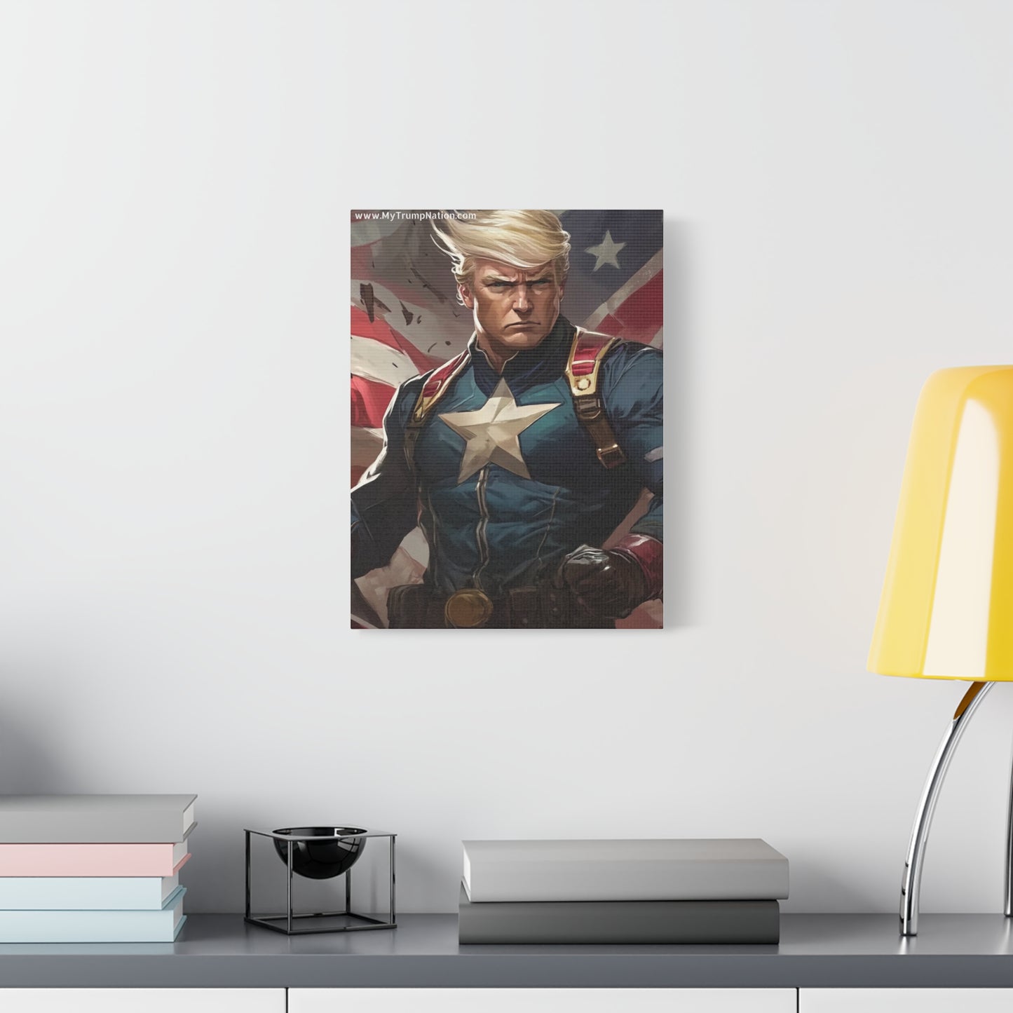 Donald Trump Patriotic Superhero Canvas Art
