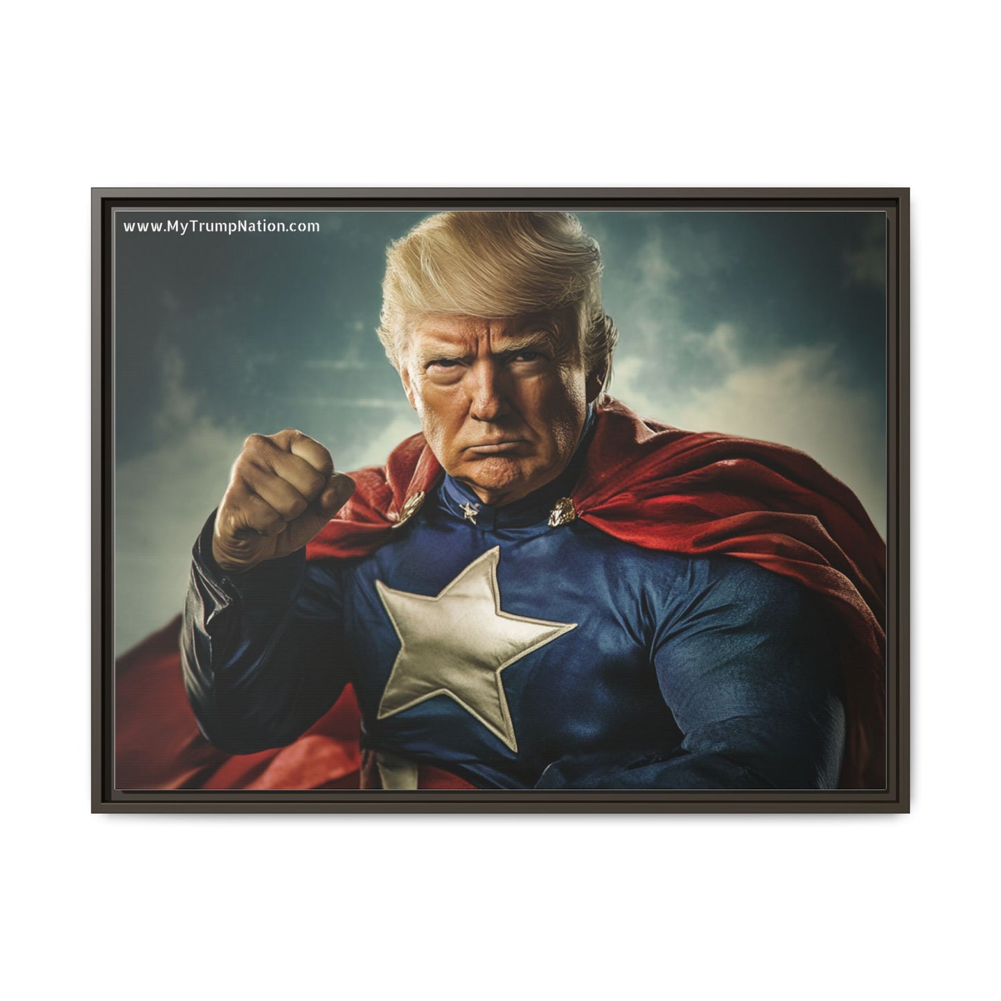 Donald Trump Patriotic Superhero Framed Canvas