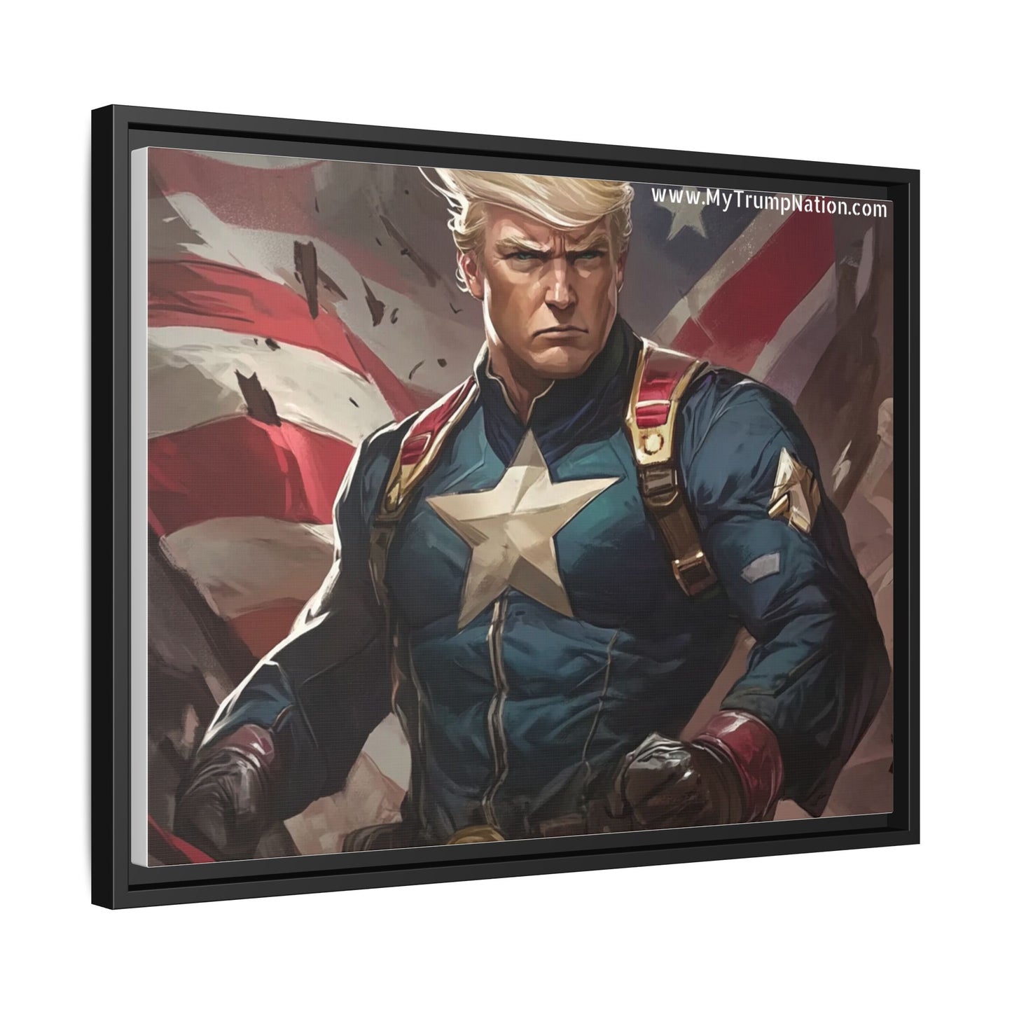 Donald Trump Patriotic Superhero Framed Canvas