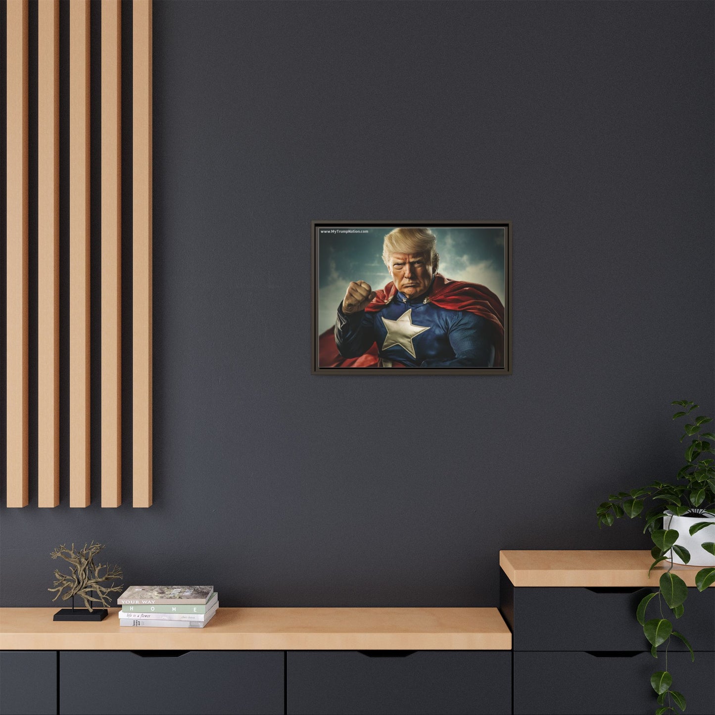 Donald Trump Patriotic Superhero Framed Canvas