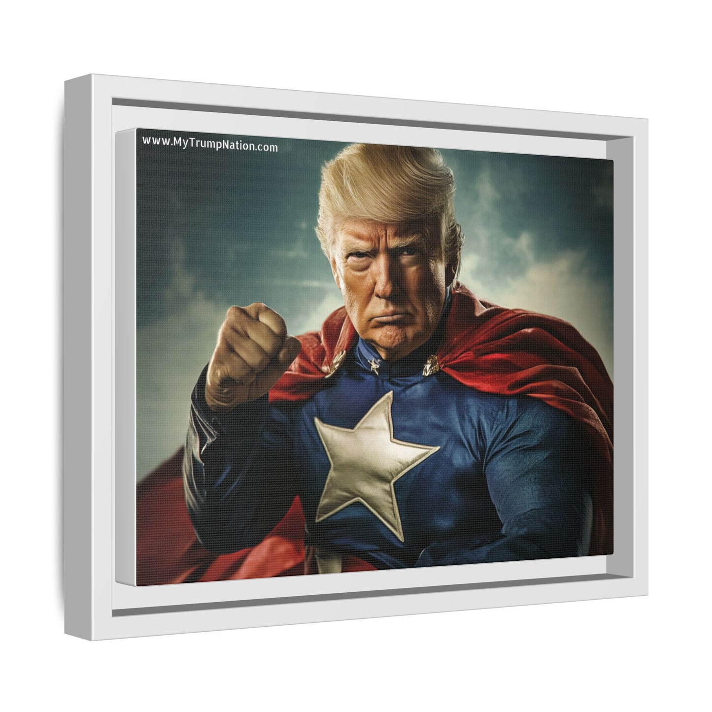 Donald Trump Patriotic Superhero Framed Canvas