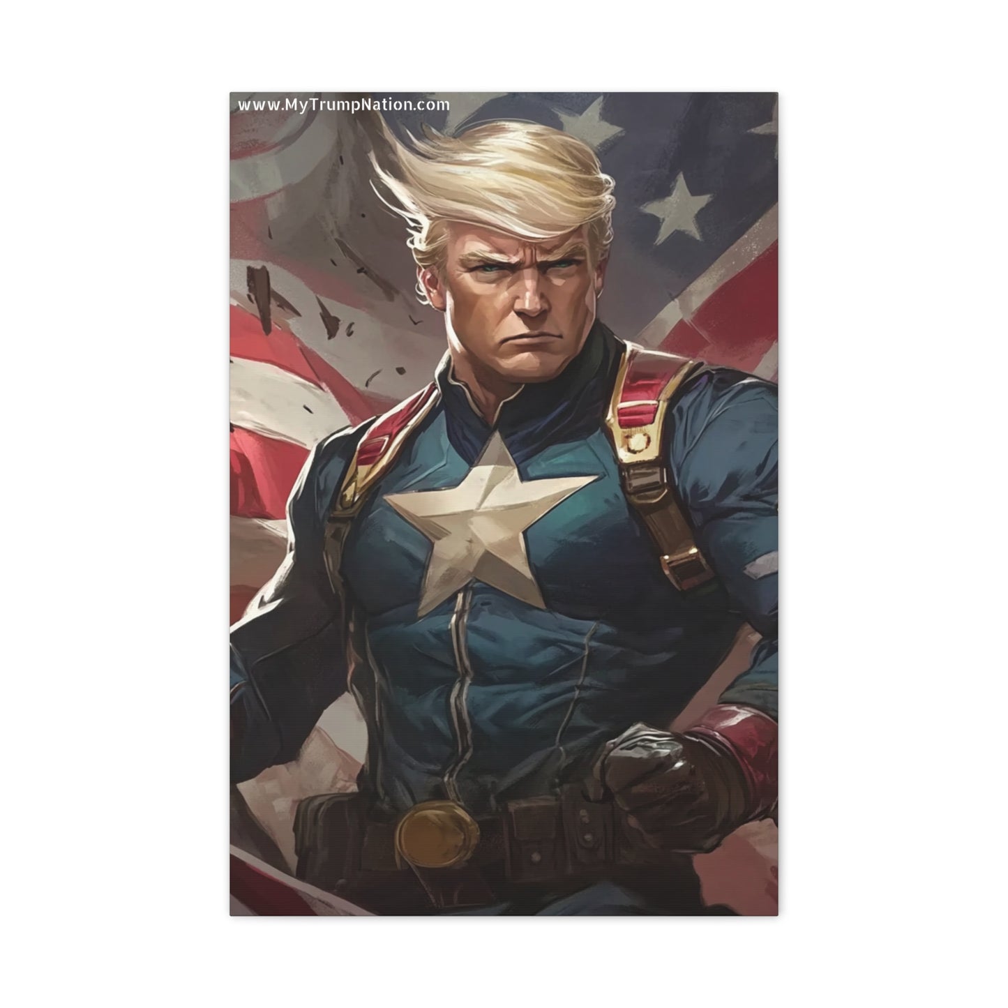 Donald Trump Patriotic Superhero Canvas Art
