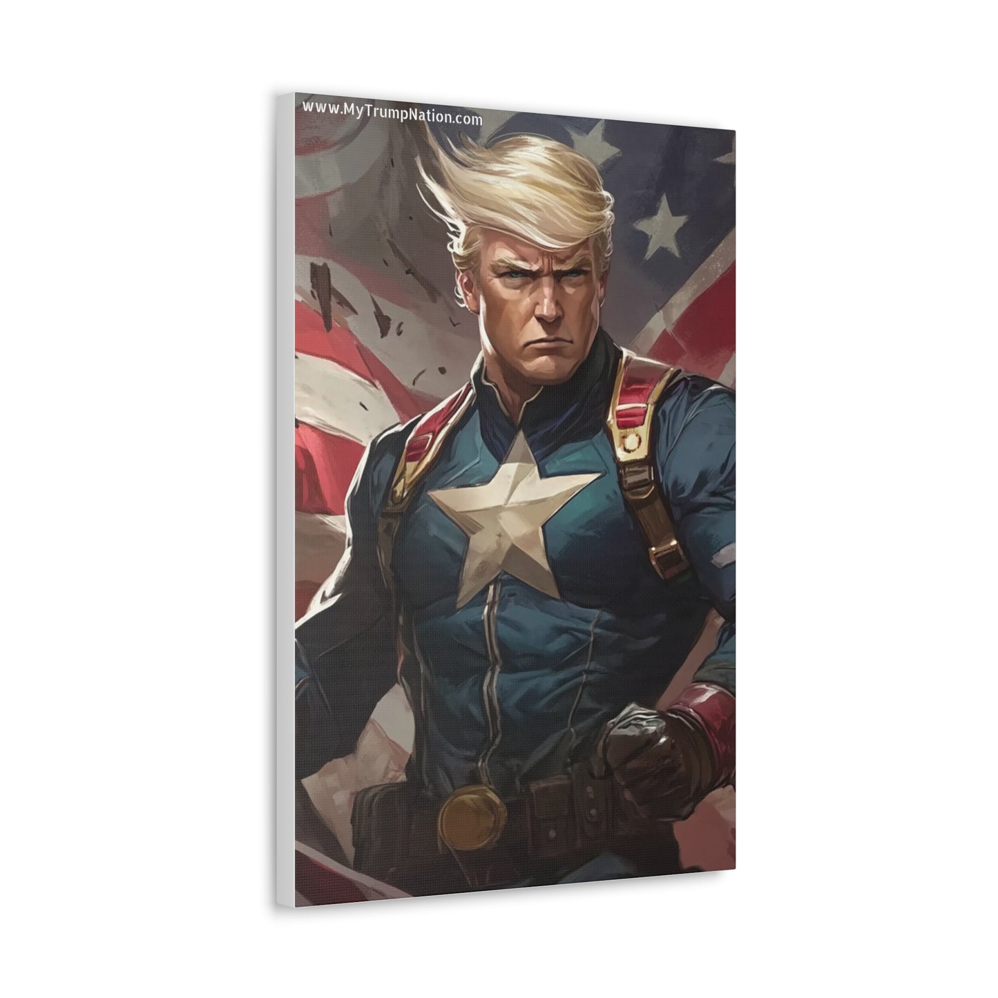 Donald Trump Patriotic Superhero Canvas Art