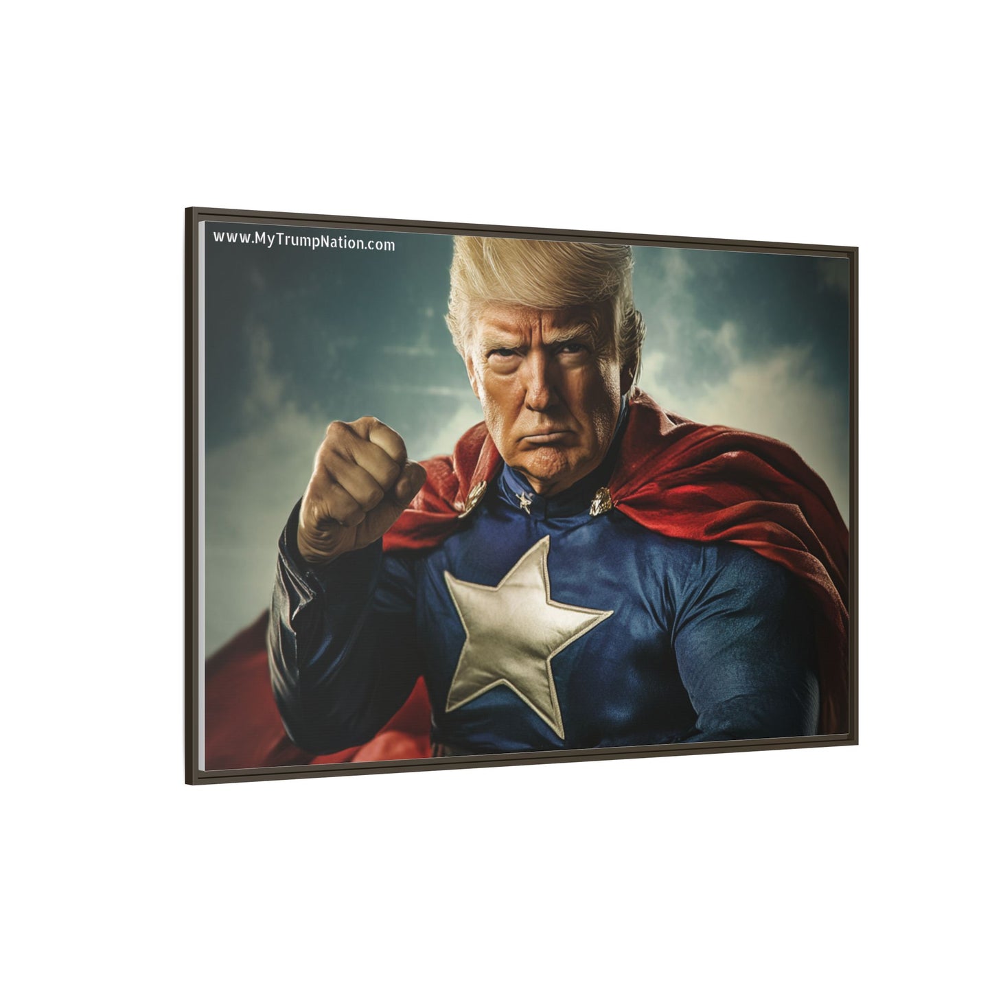 Donald Trump Patriotic Superhero Framed Canvas
