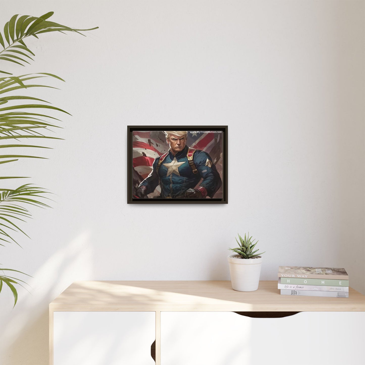 Donald Trump Patriotic Superhero Framed Canvas