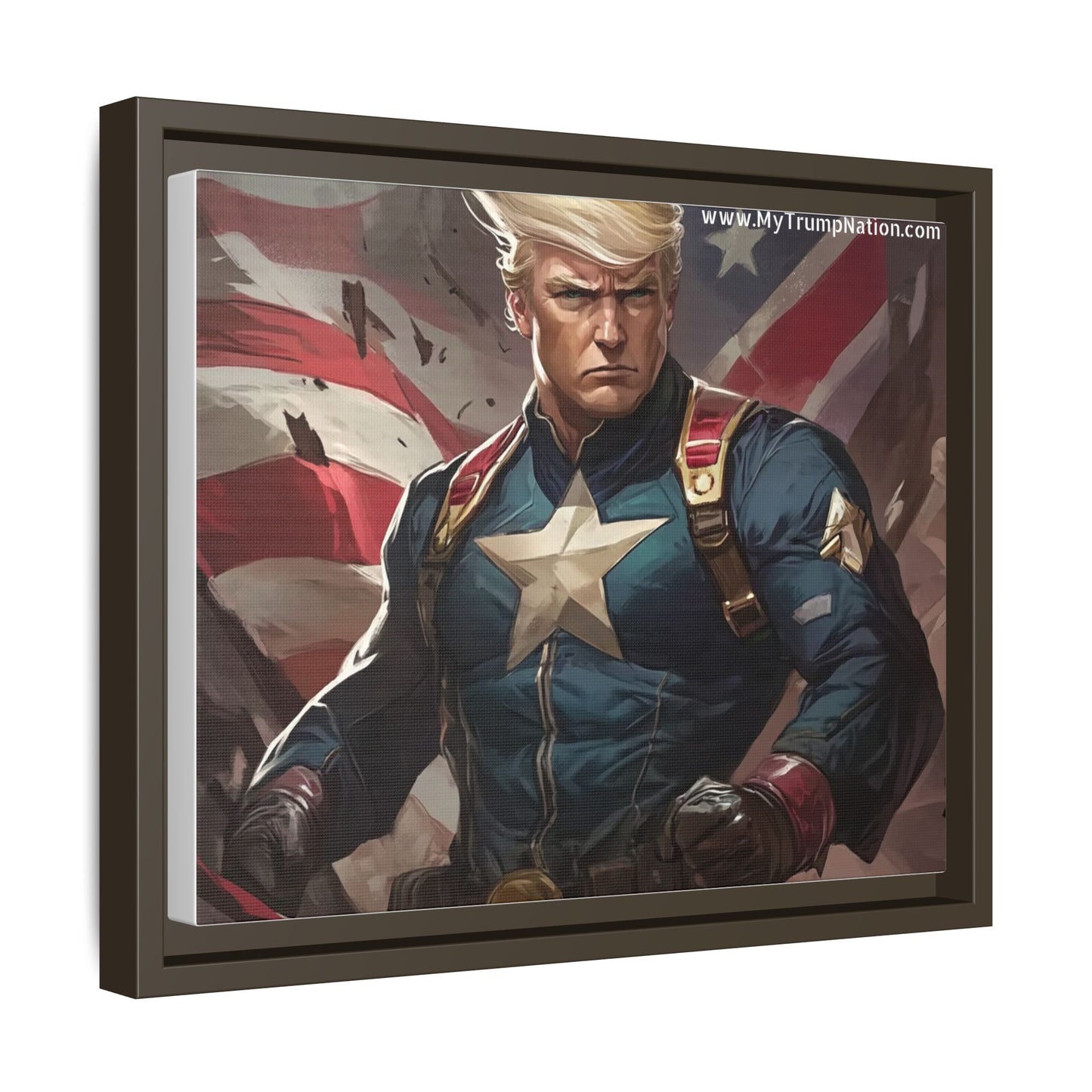 Donald Trump Patriotic Superhero Framed Canvas