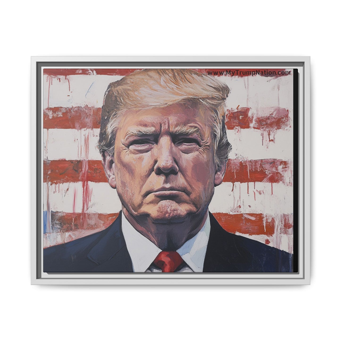Patriotic Framed Canvas Art - Donald Trump Portrait