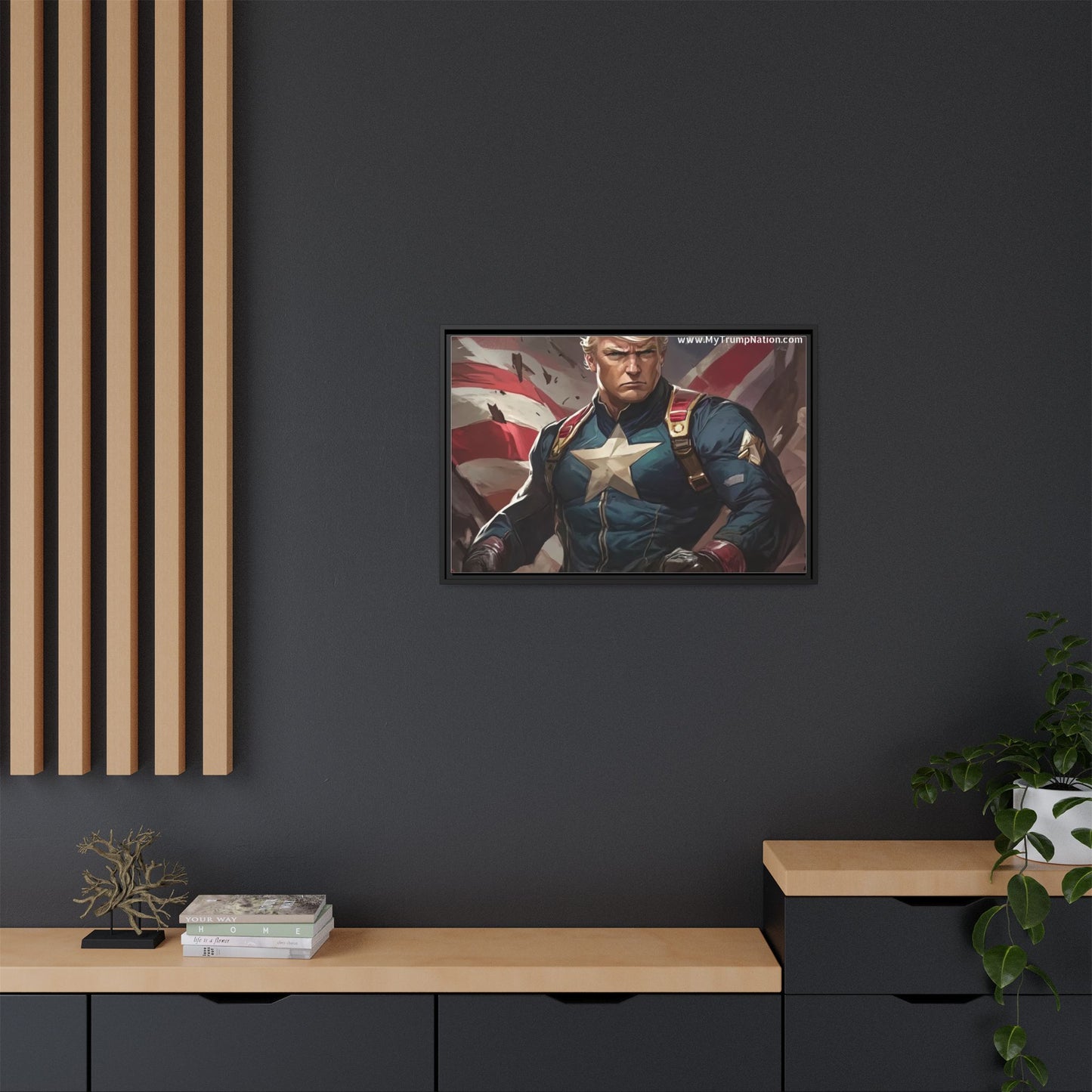 Donald Trump Patriotic Superhero Framed Canvas