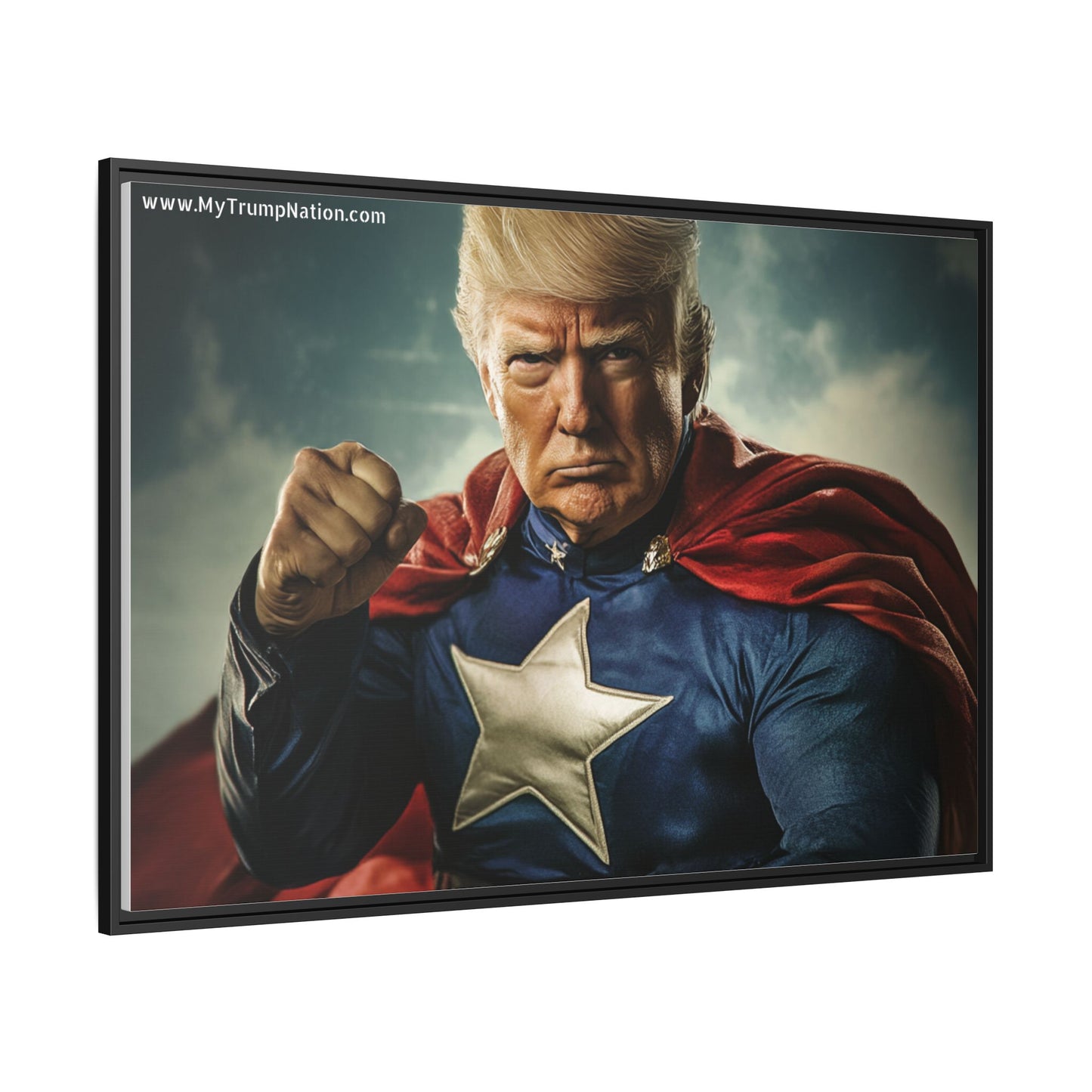 Donald Trump Patriotic Superhero Framed Canvas
