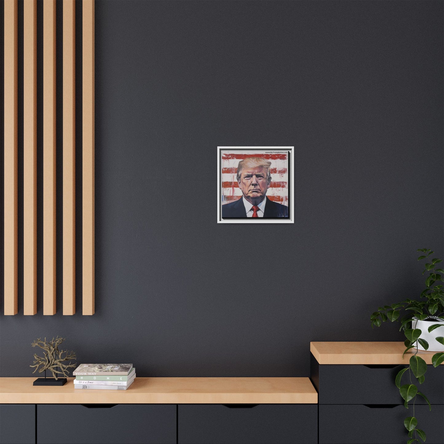 Patriotic Framed Canvas Art - Donald Trump Portrait