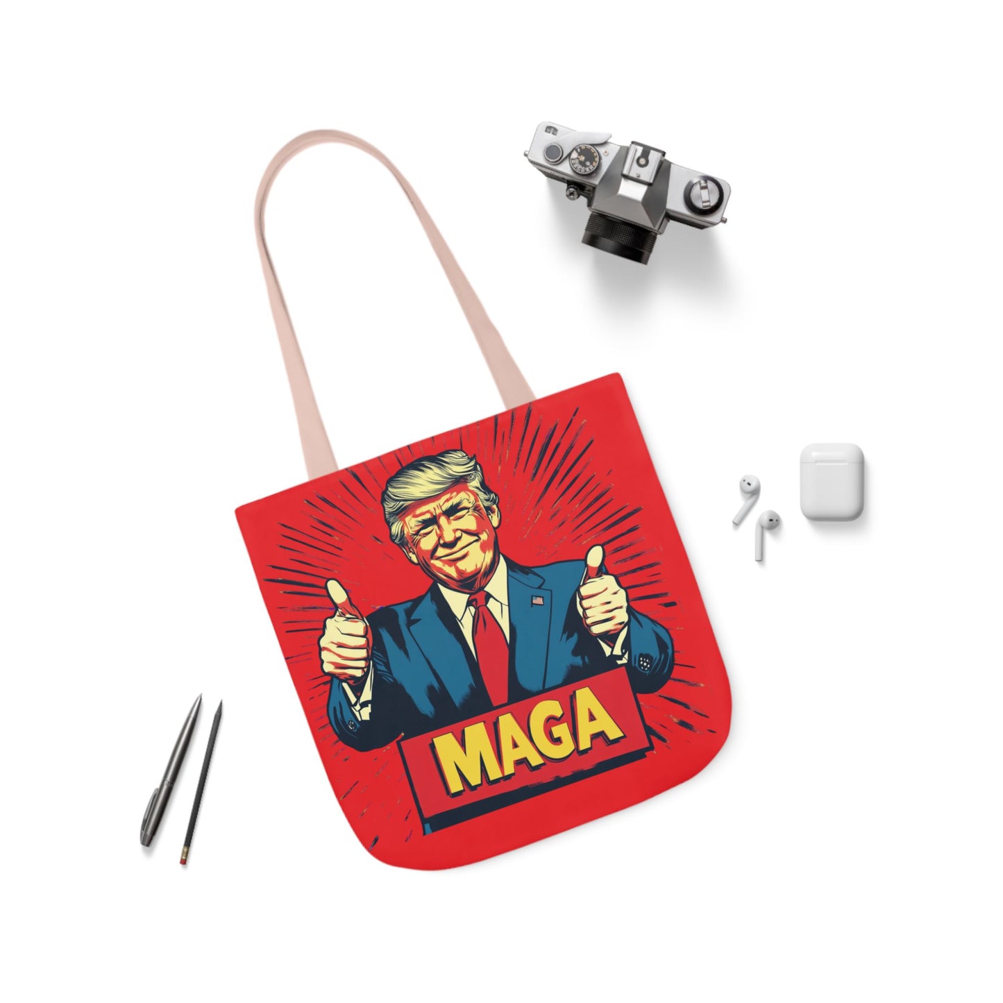 MAGA Canvas Tote Bag with Colorful Straps