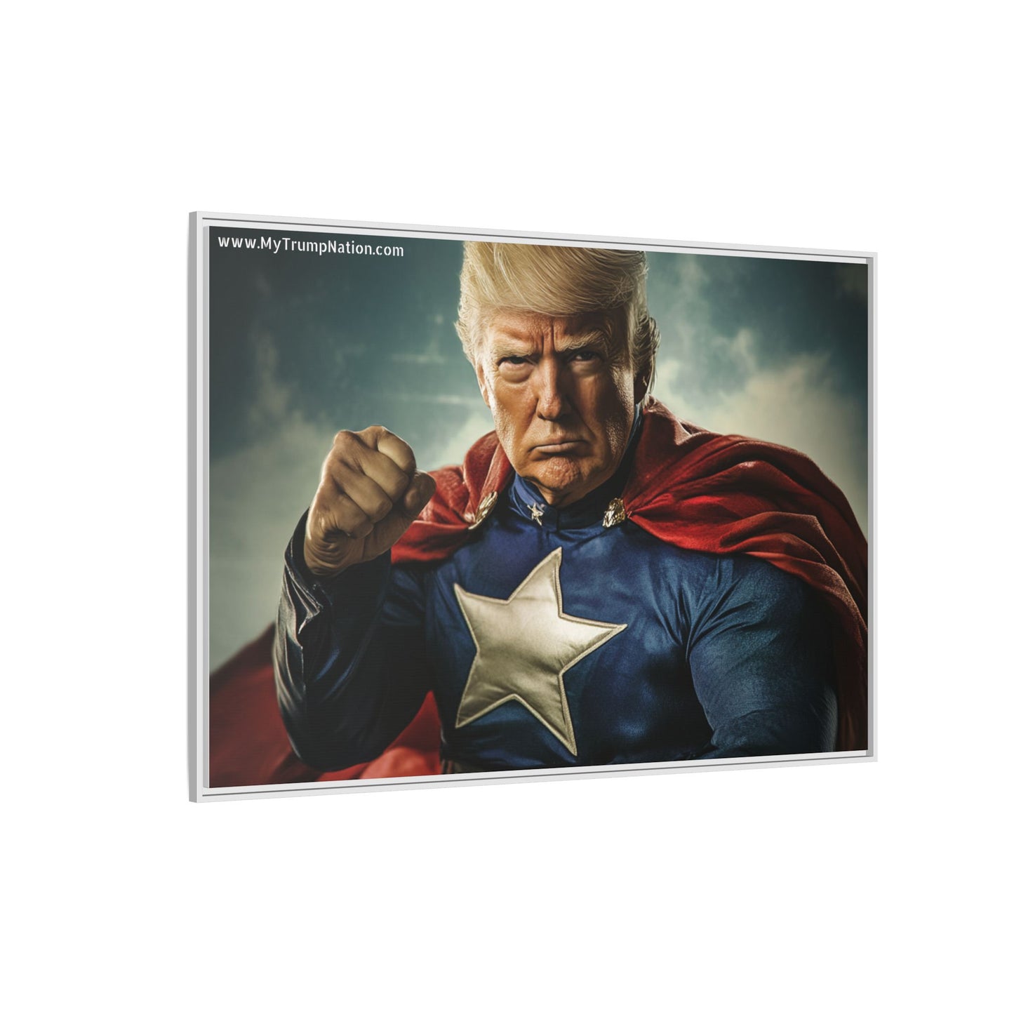 Donald Trump Patriotic Superhero Framed Canvas