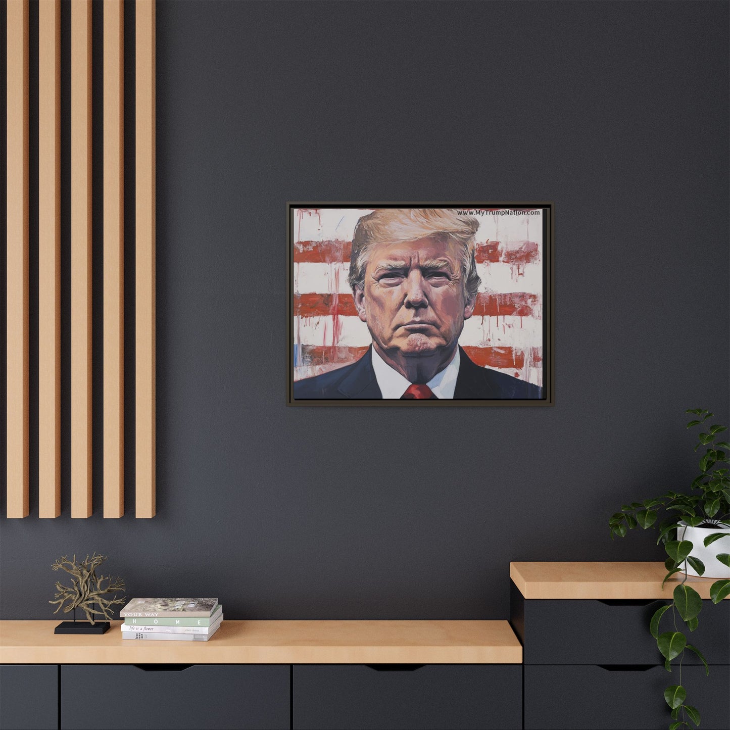 Patriotic Framed Canvas Art - Donald Trump Portrait