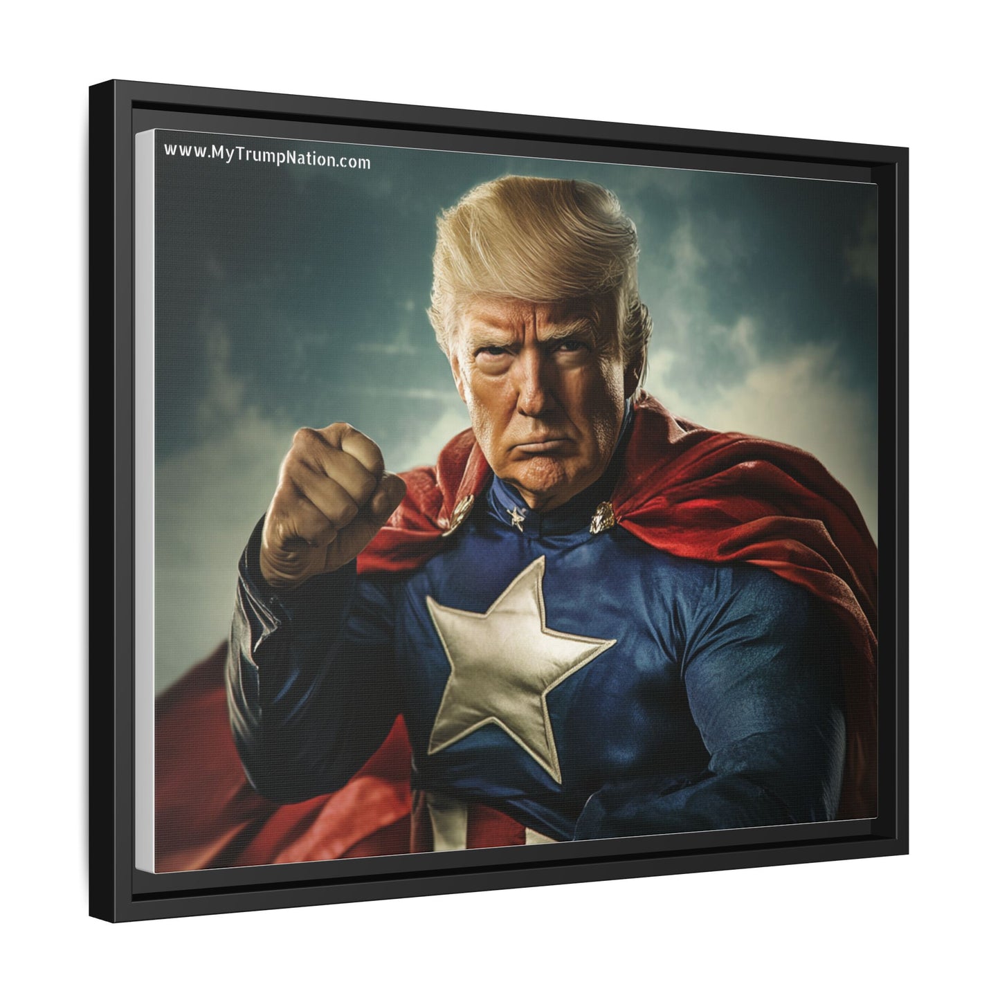 Donald Trump Patriotic Superhero Framed Canvas