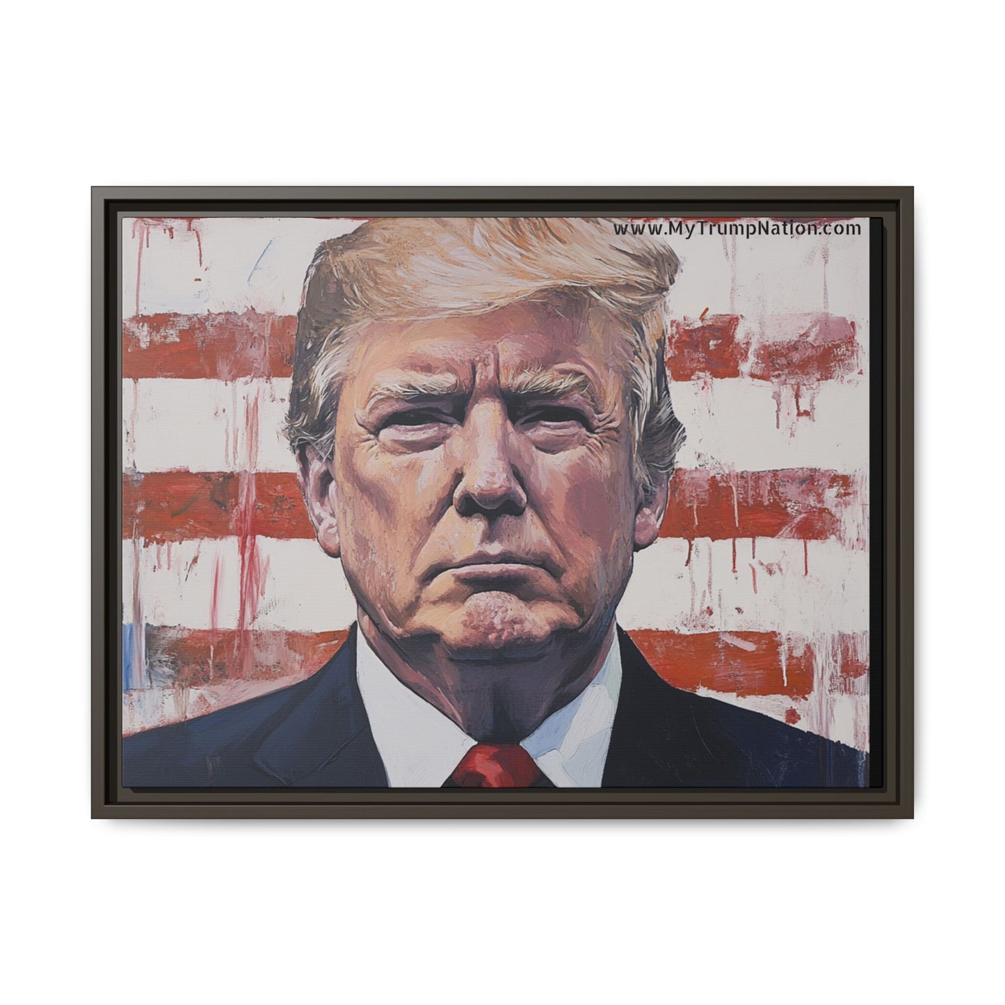 Patriotic Framed Canvas Art - Donald Trump Portrait