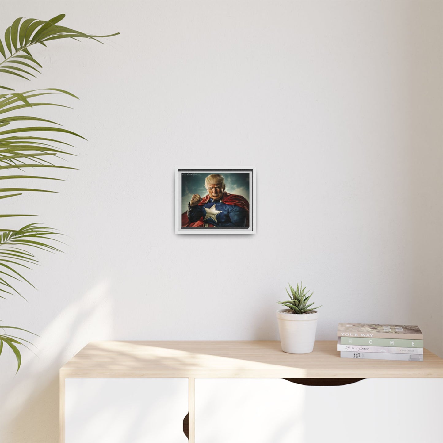 Donald Trump Patriotic Superhero Framed Canvas