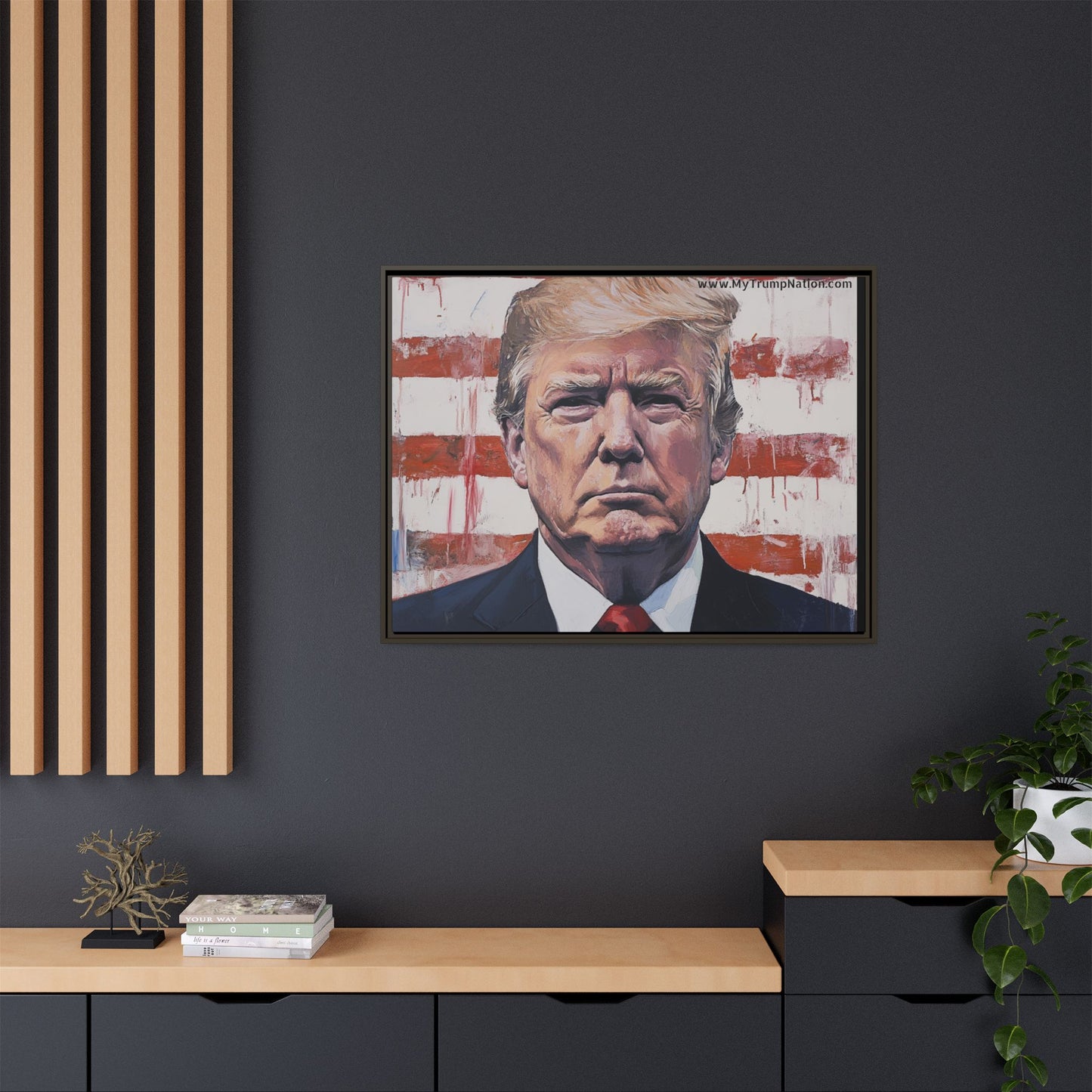 Patriotic Framed Canvas Art - Donald Trump Portrait