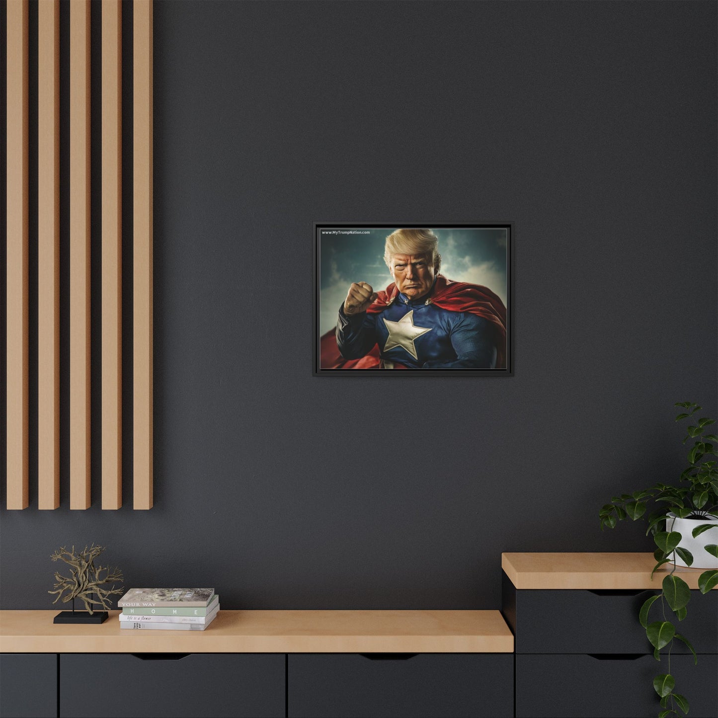 Donald Trump Patriotic Superhero Framed Canvas